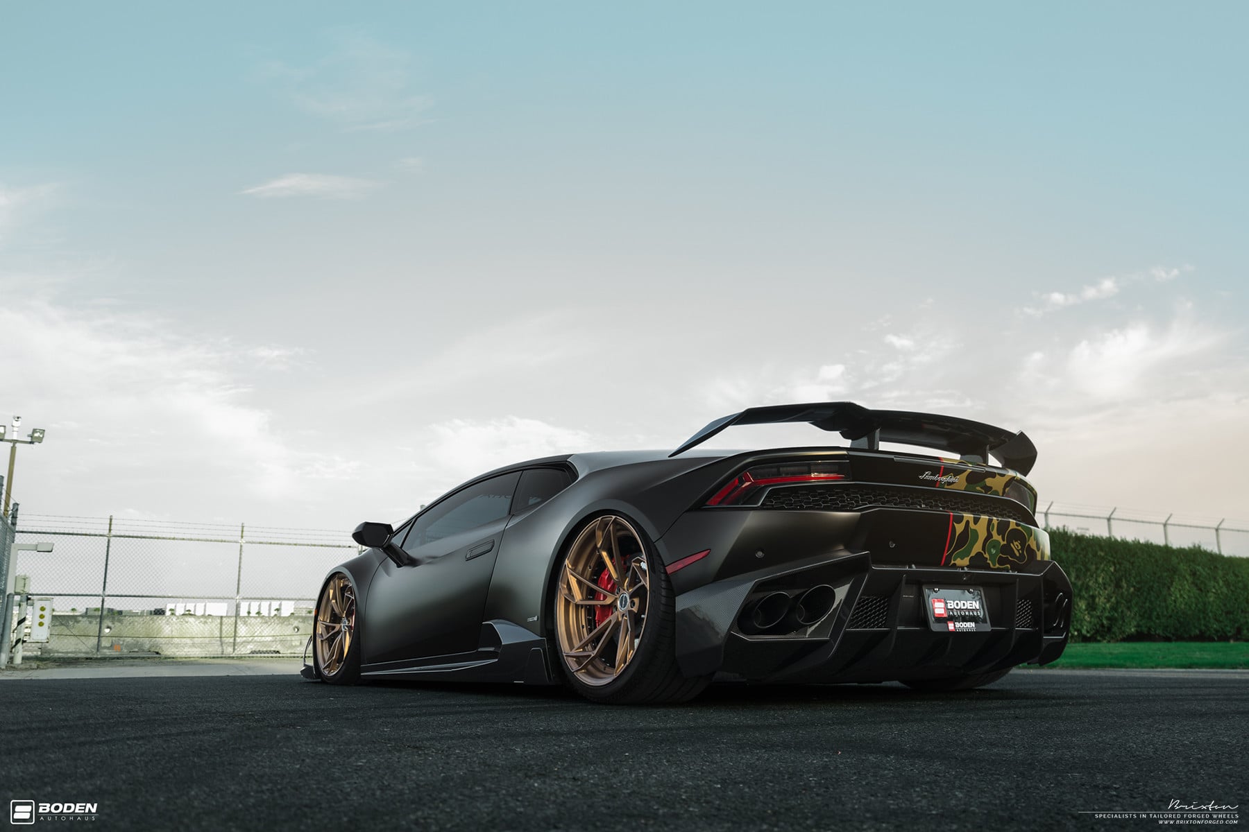 Carbon Fiber Rear Diffuser on Lamborghini Huracan - Photo by Brixton Forged Wheels