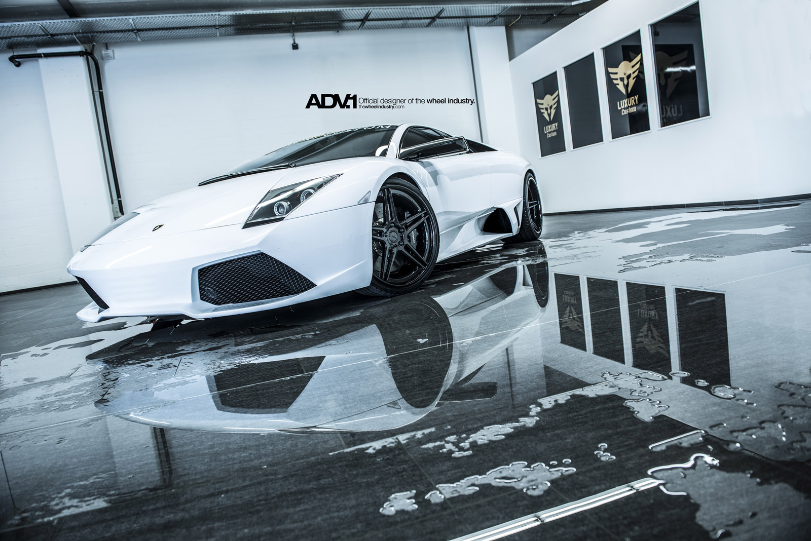 White Lamborghini Murcielago with Custom Halo Headlights - Photo by ADV.1
