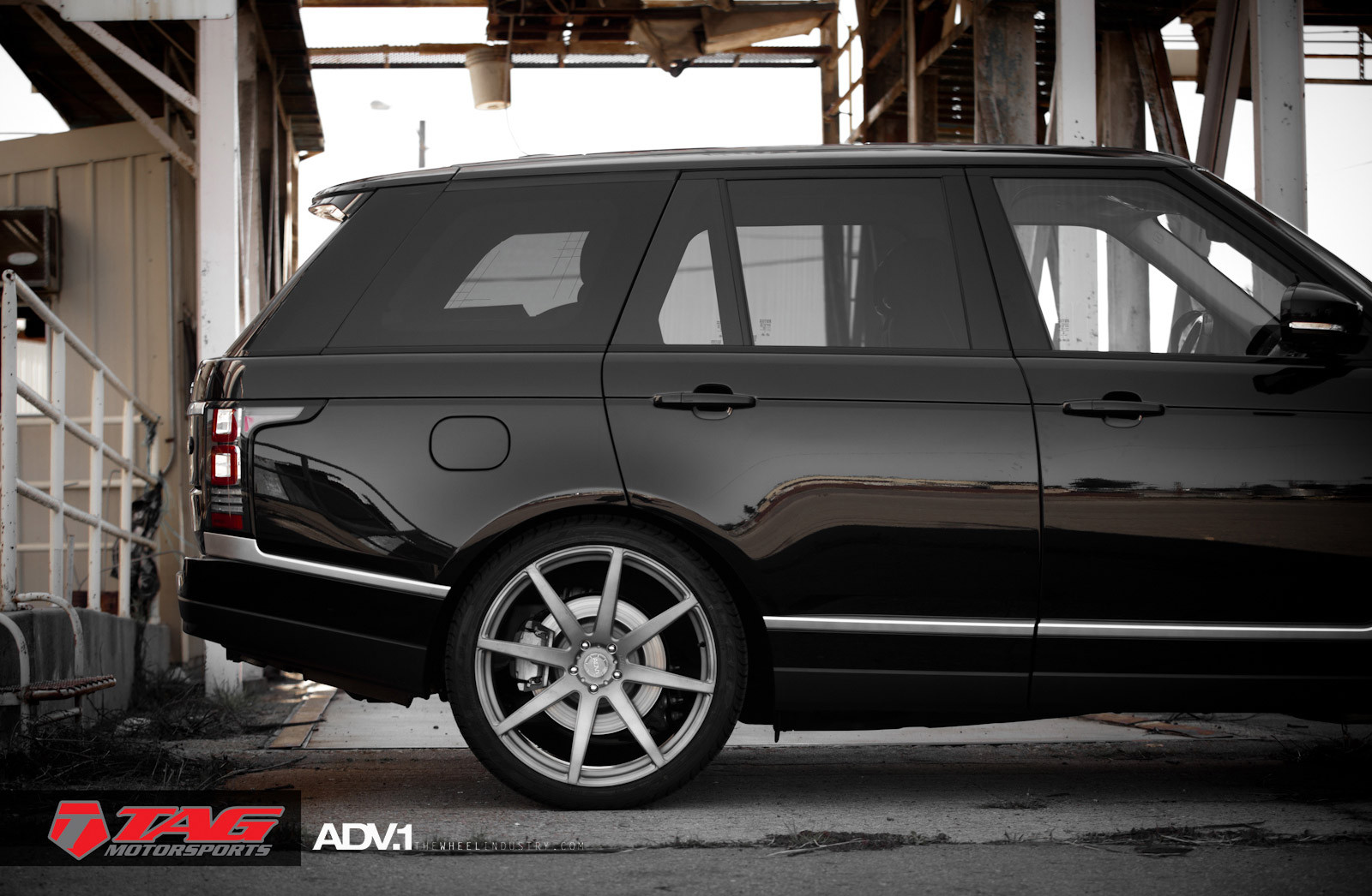Brushed Aluminum ADV1 Wheels on Black Range Rover - Photo by ADV.1