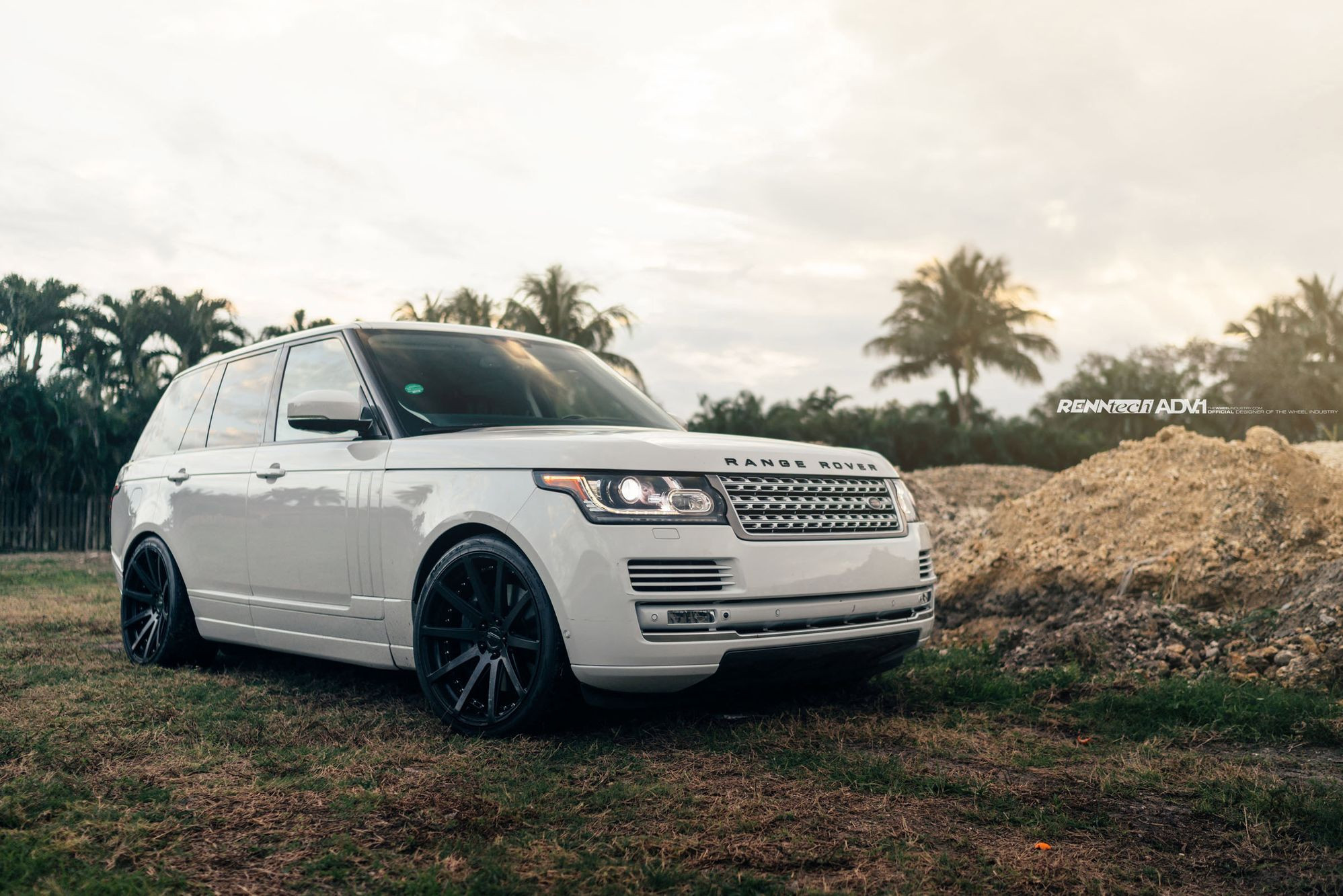 White Lowered Range Rover with Custom Headlights - Photo by ADV.1