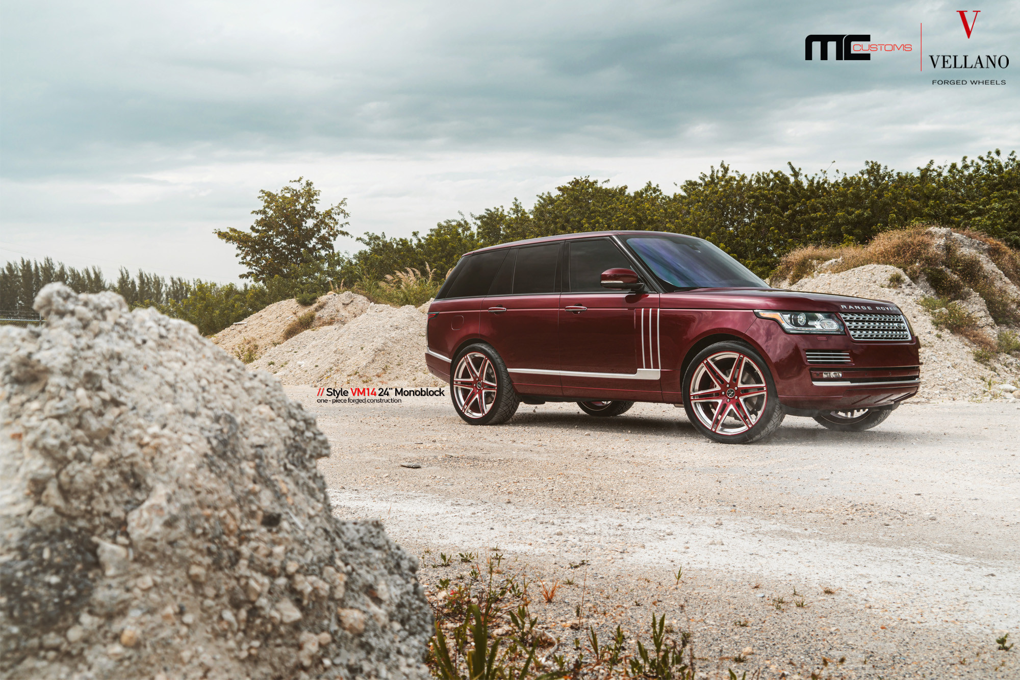 Red Range Rover with Custom Projector Headlights - Photo by Vellano
