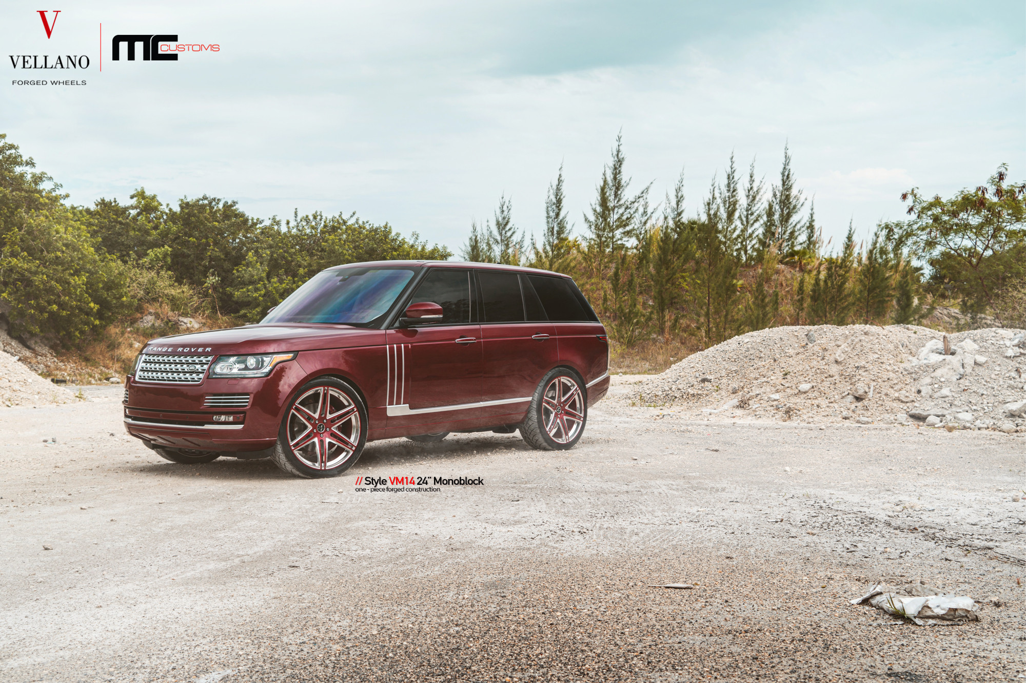 Aftermarket Chrome Trim on Red Range Rover - Photo by Vellano