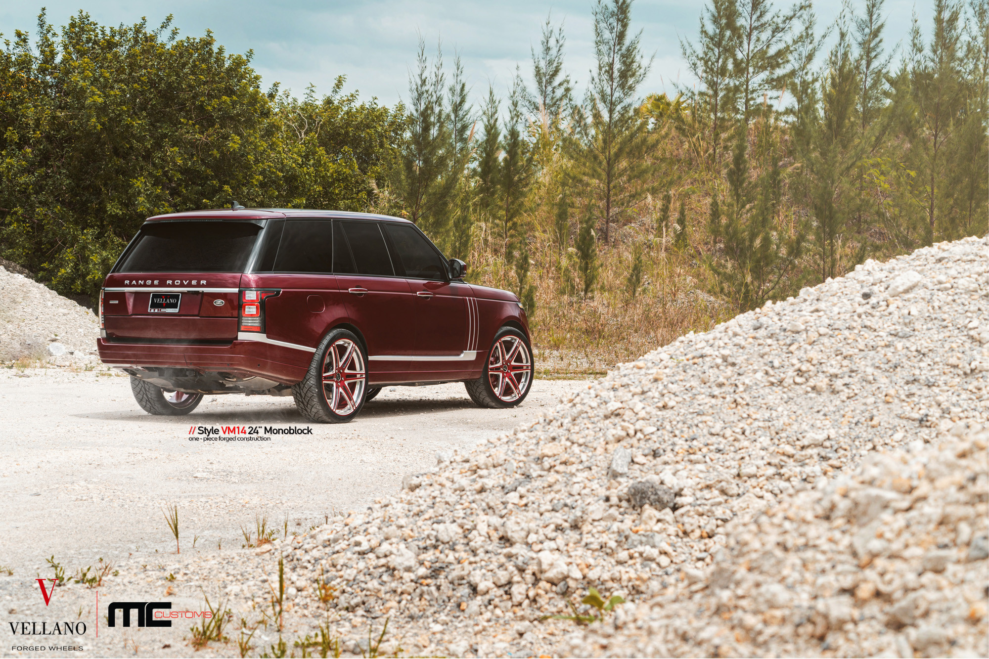 Roofline Spoiler with LED Lights on Red Range Rover - Photo by Vellano