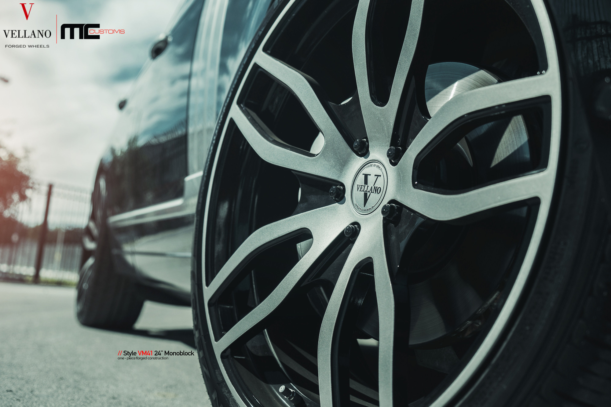 Gunmetal Vellano Rims on Black Range Rover - Photo by Vellano