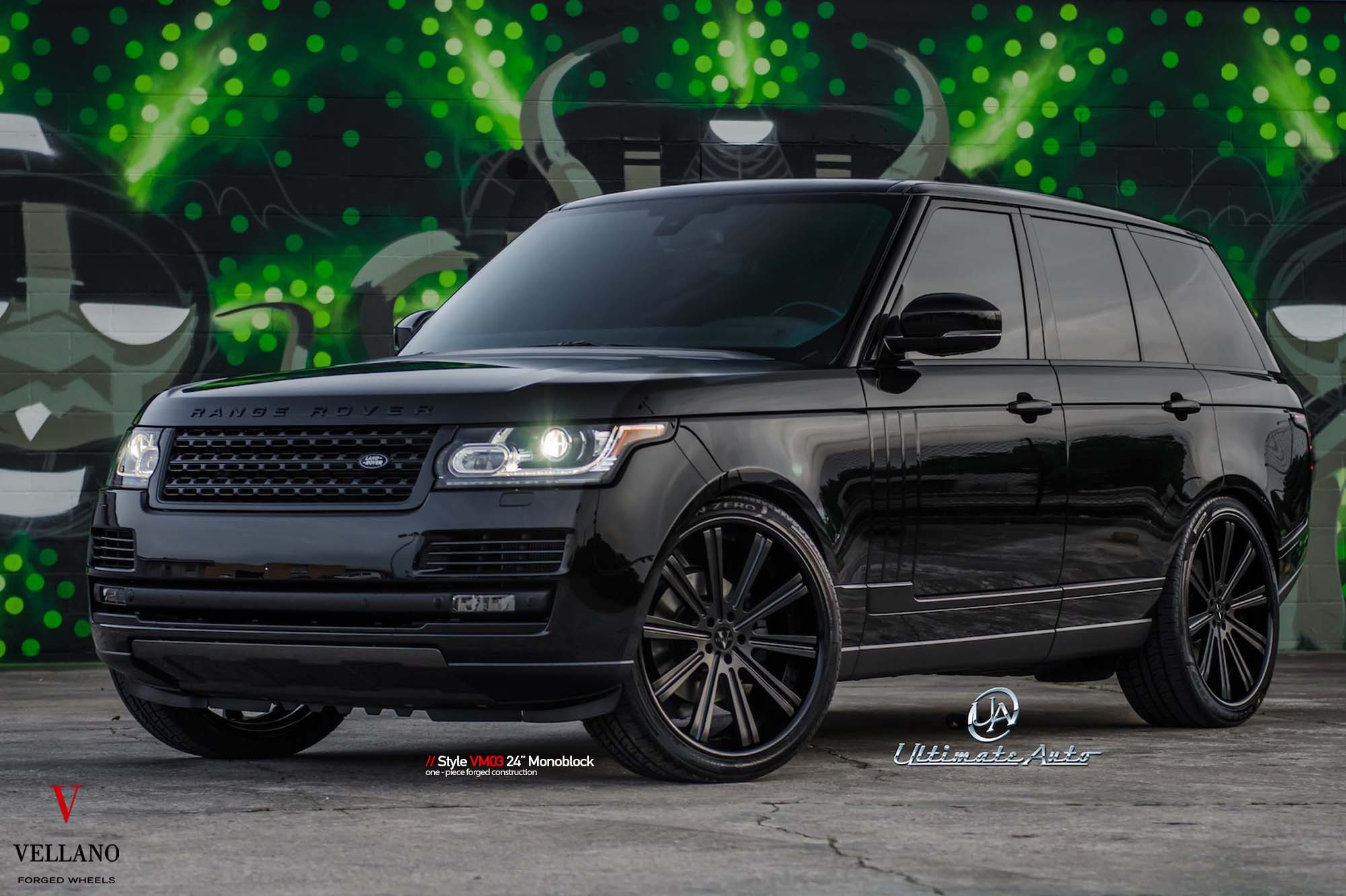 Blacked Out Grille on Custom Range Rover - Photo by Vellano
