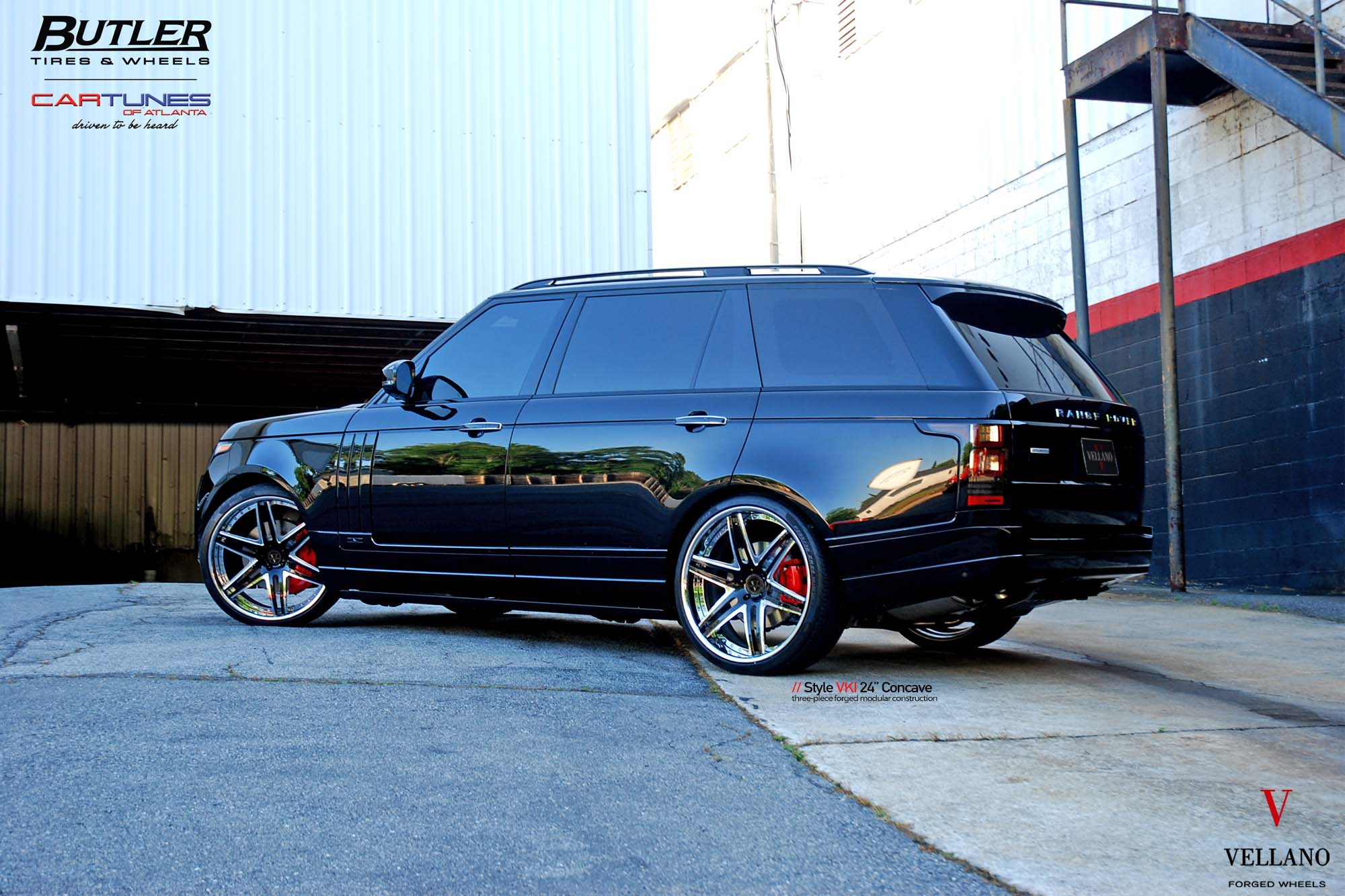 Vellano Rims with Red Brakes on Black Range Rover - Photo by Vellano