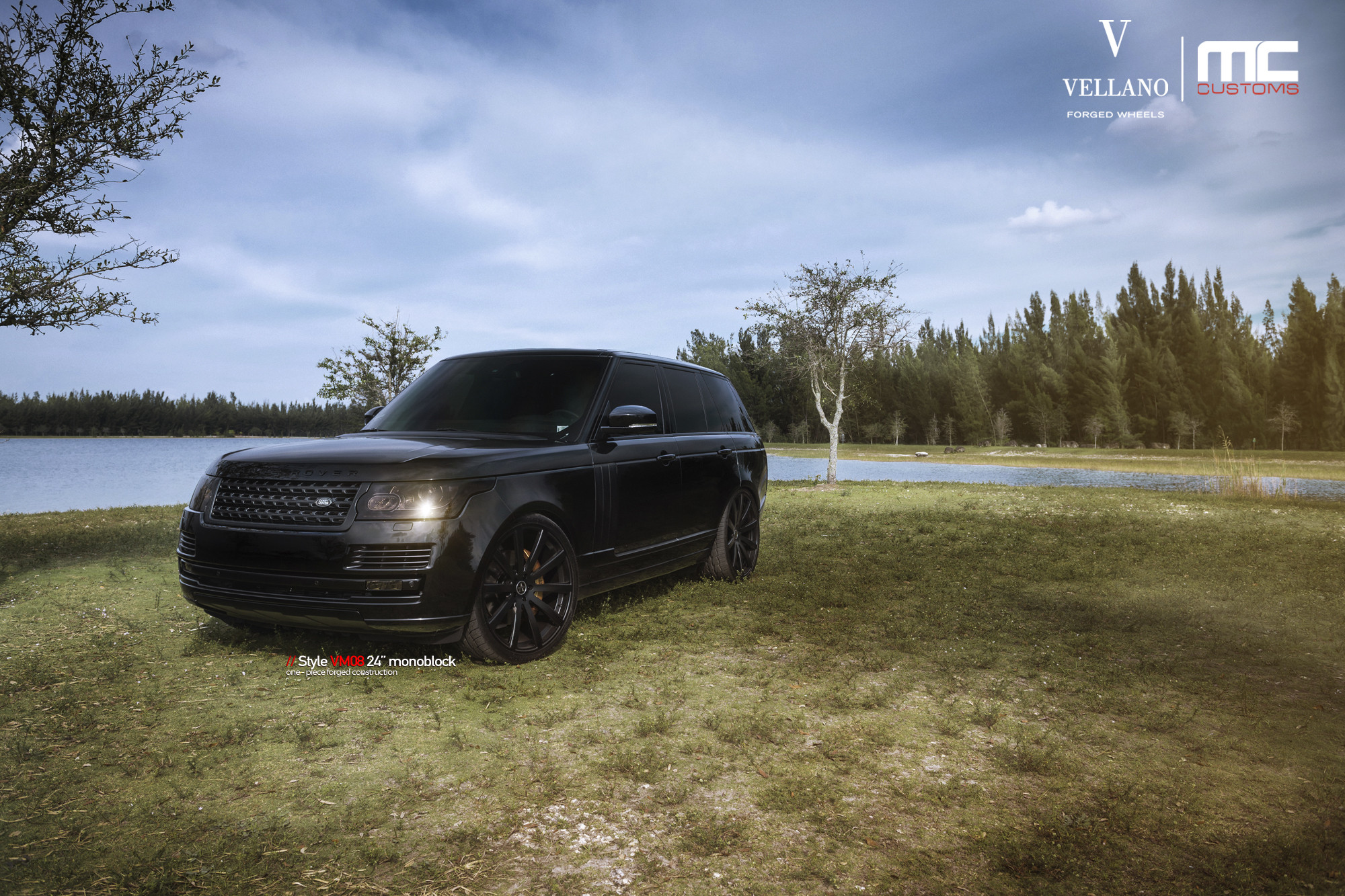 Dark Smoke Headlights on Black Range Rover - Photo by Vellano