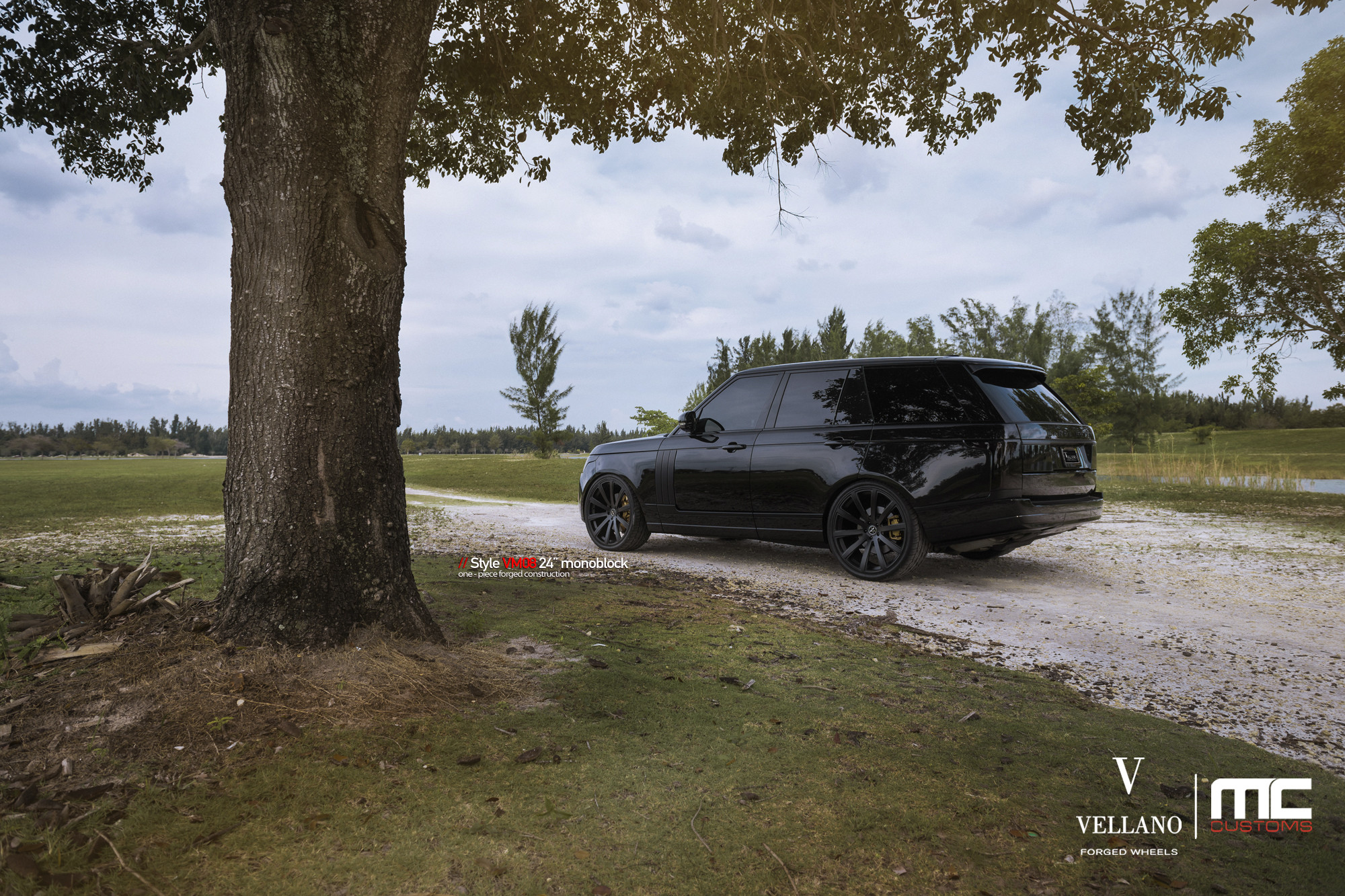 Black Range Rover with Custom Dark Smoke Taillights - Photo by Vellano