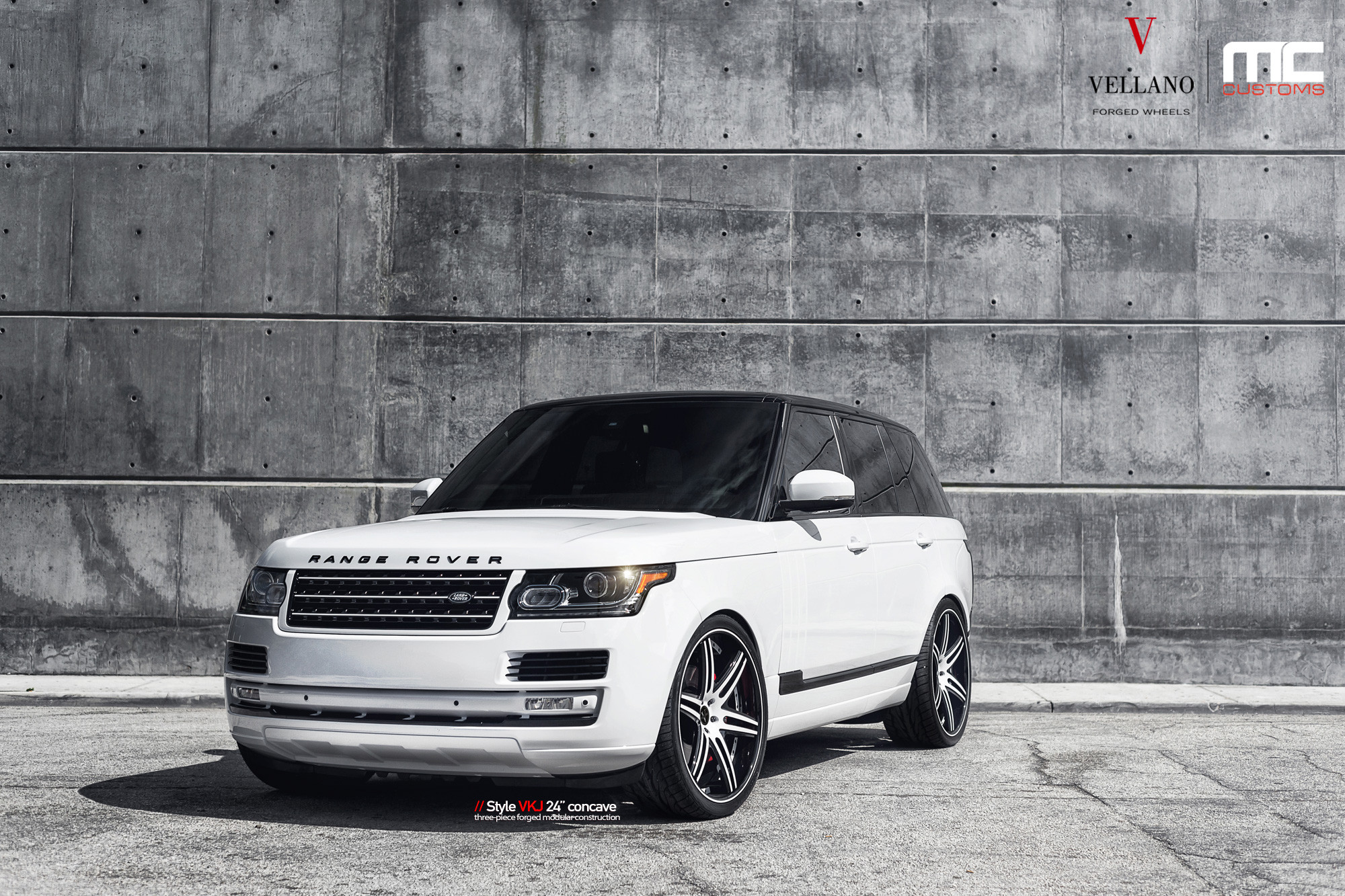 Front Bumper with LED Lights on White Range Rover - Photo by Vellano