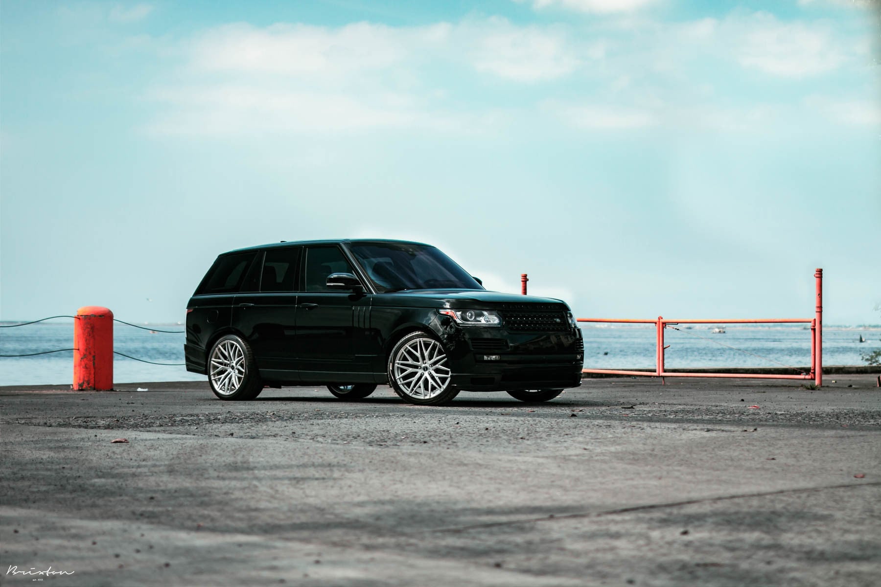 Aftermarket Projector Headlights on Black Range Rover - Photo by Brixton Forged Wheels