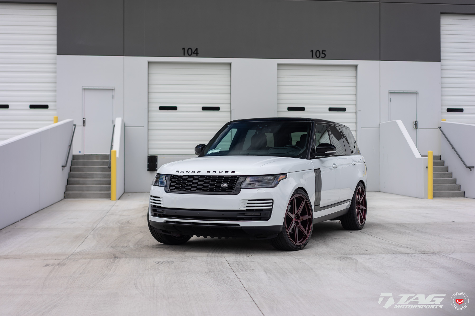 Custom Dark Smoke Headlights on White Range Rover - Photo by Vossen