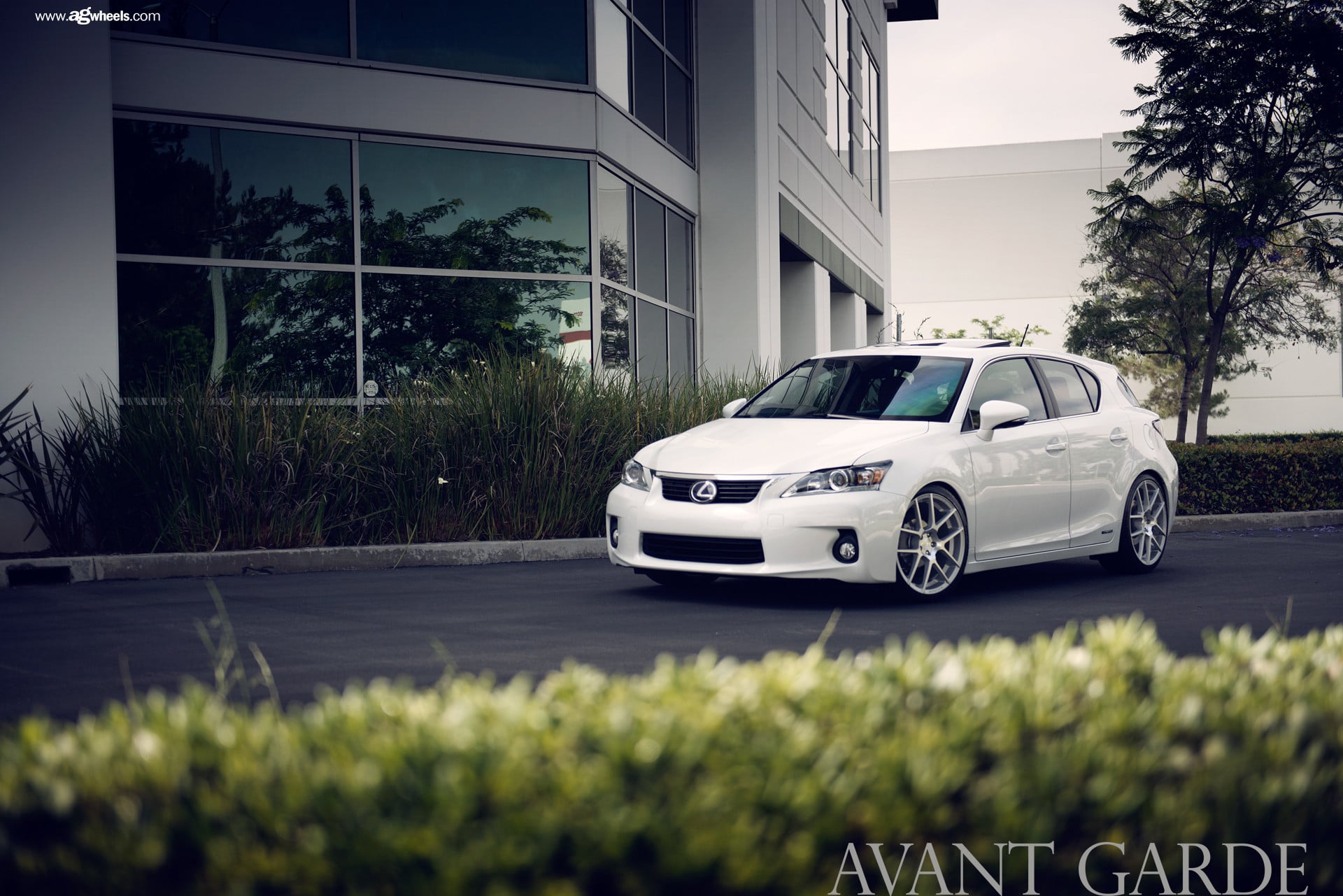 Front Bumper with Fog Lights on White Lexus CT - Photo by Avant Garde Wheels