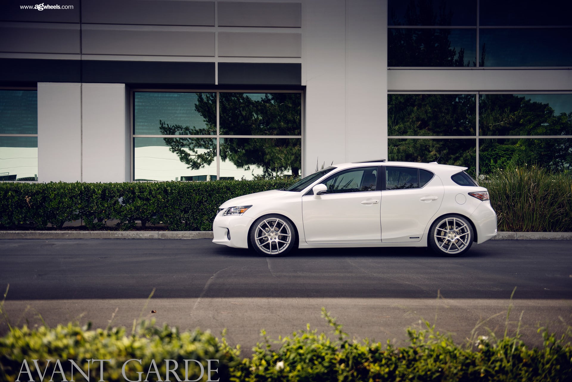 White Lexus CT with Aftermarket Side Skirts - Photo by Avant Garde Wheels