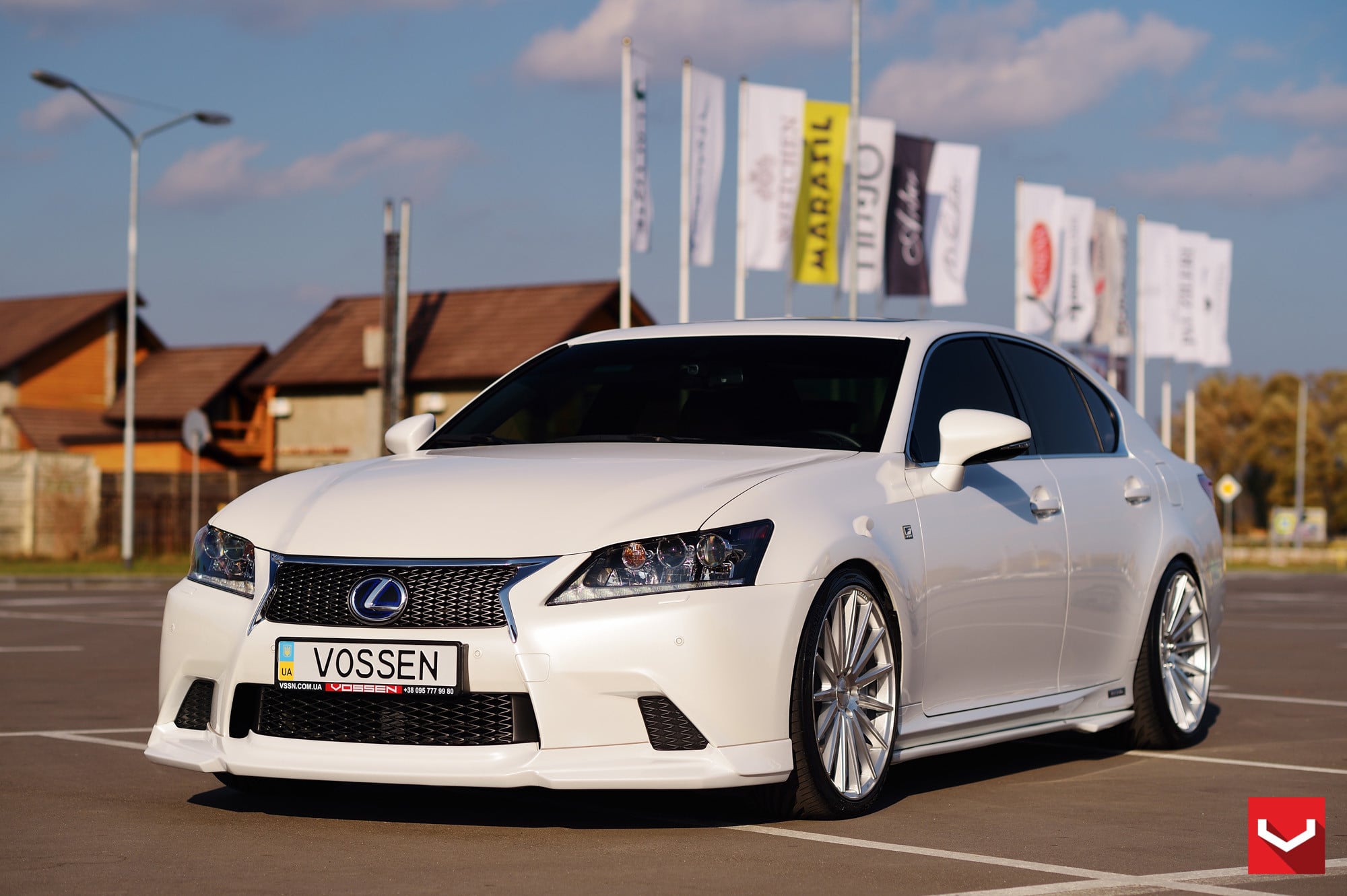 White Lexus GS with Custom Chrome Grille - Photo by Vossen