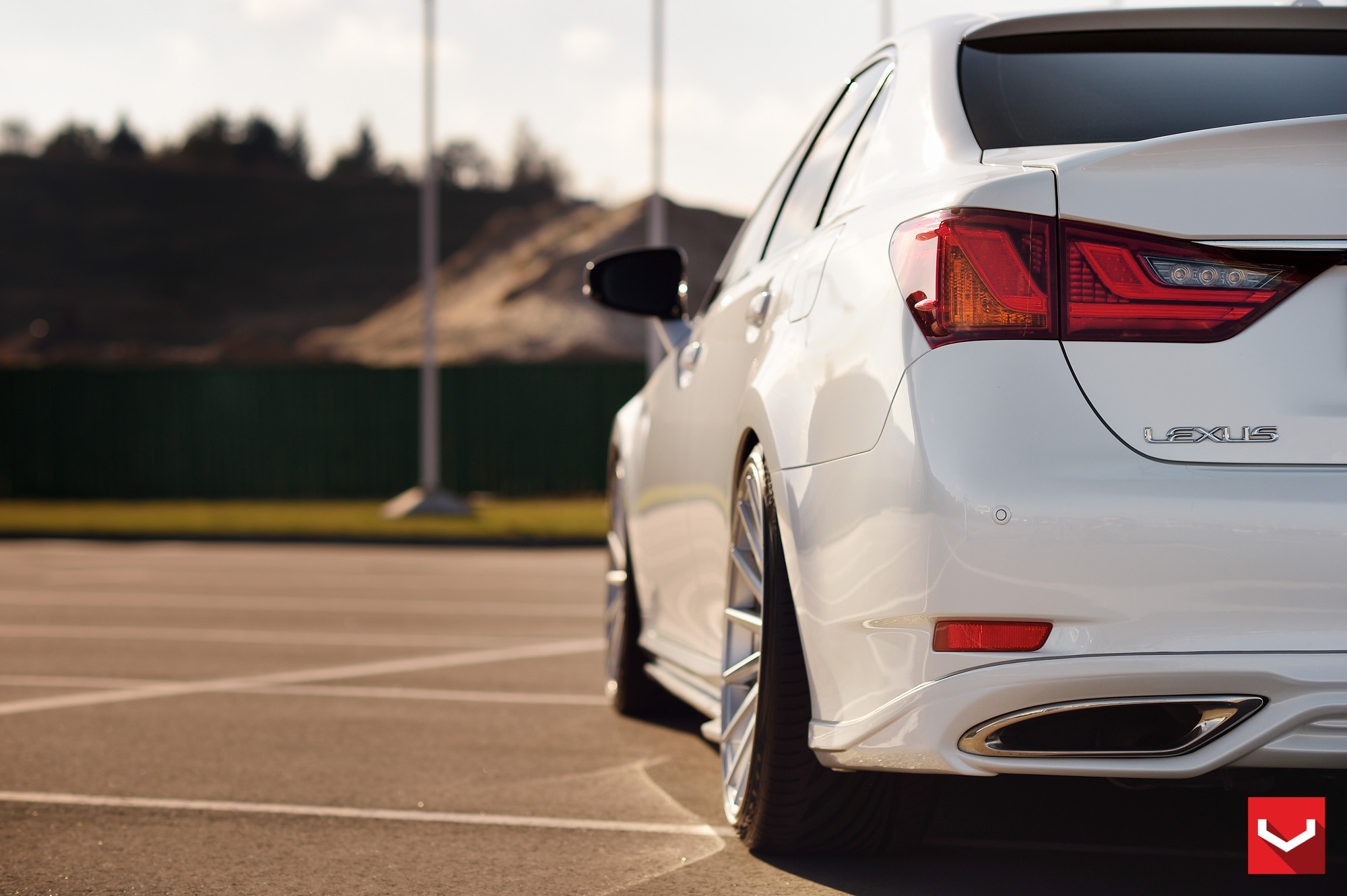 White Lexus GS with Chrome VFS Vossen Wheels - Photo by Vossen