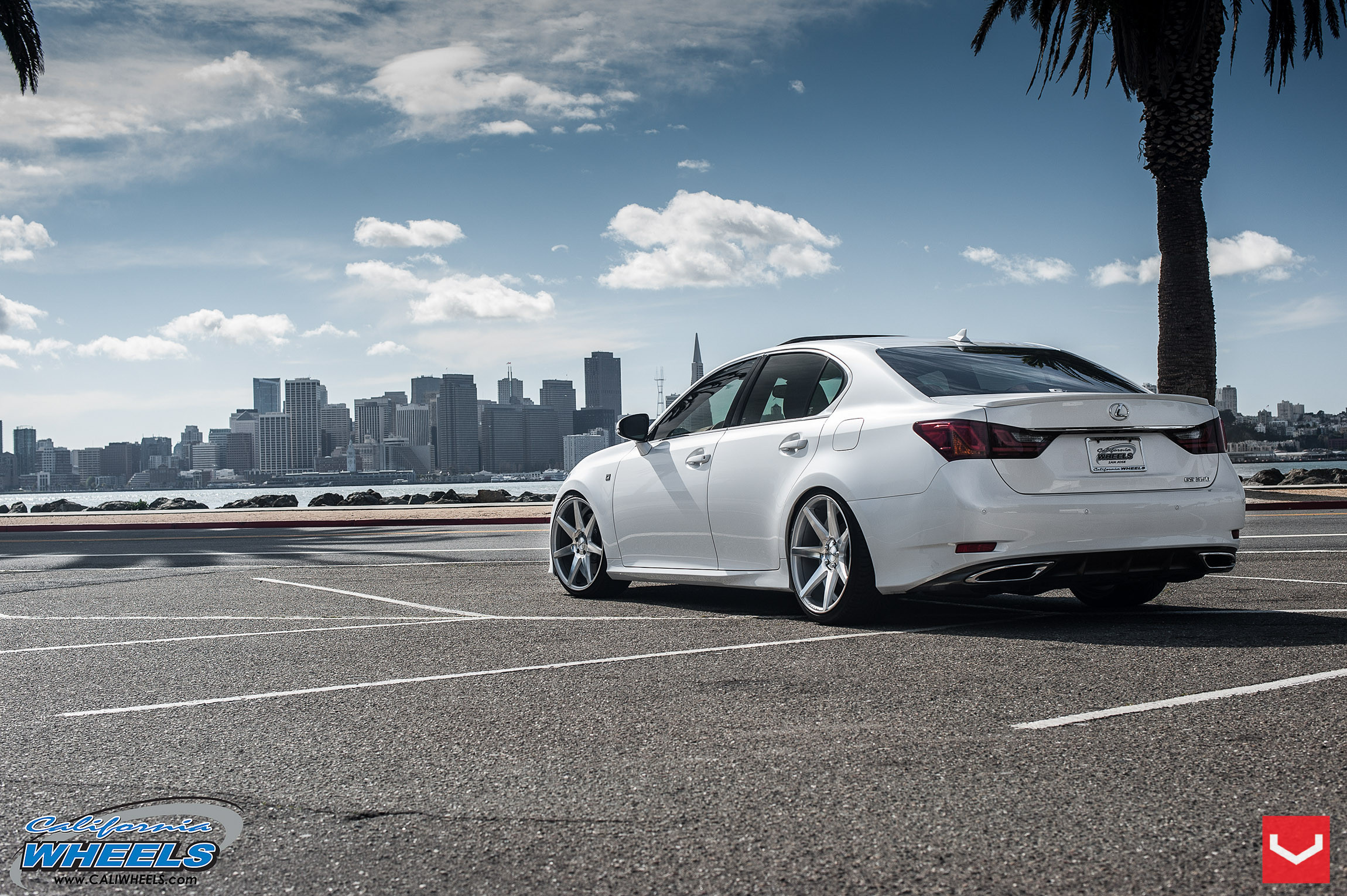 White Lexus GS with Custom Rear Bumper Cover - Photo by Vossen