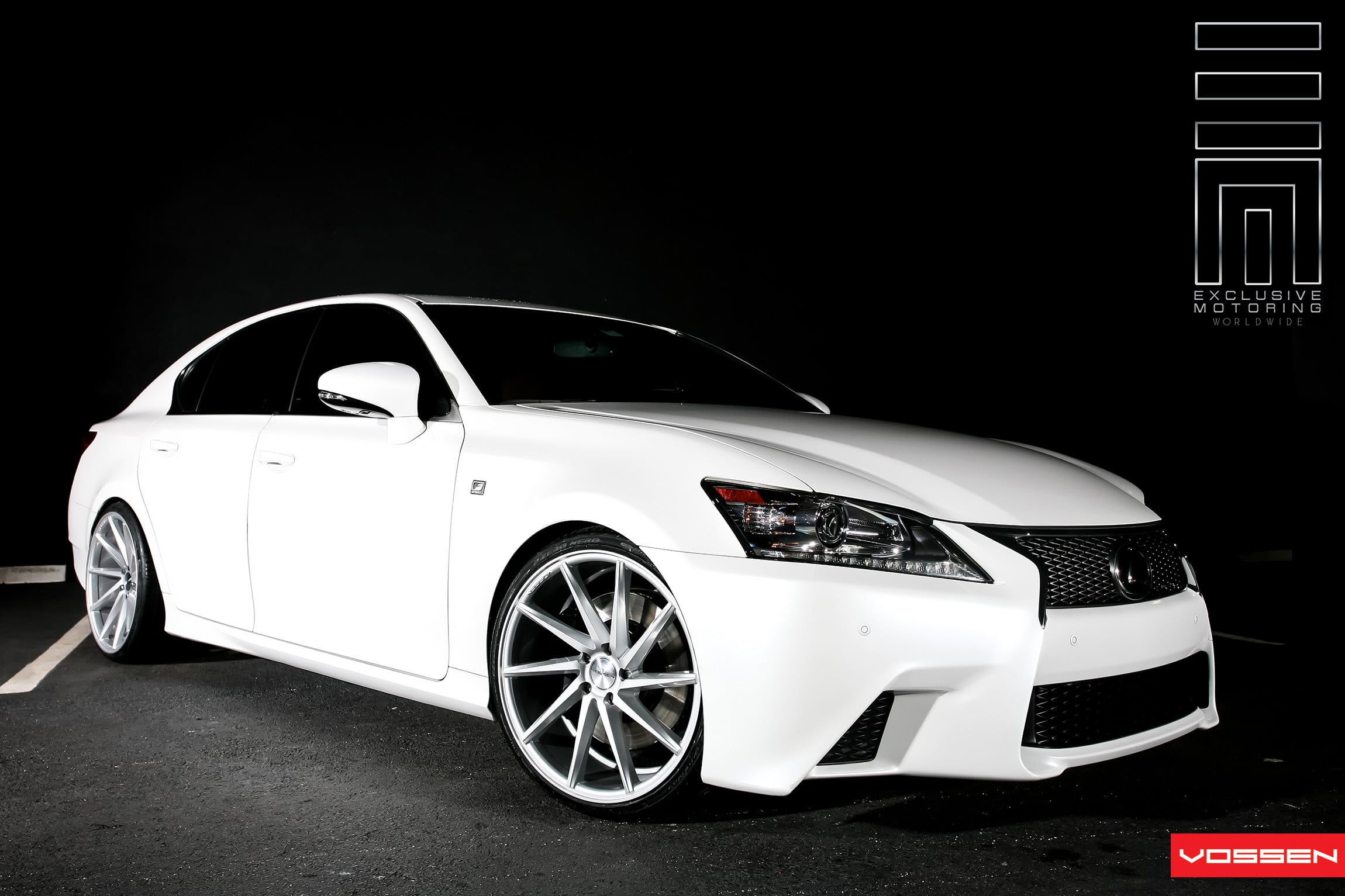 Custom White Lexus GS with Blacked Out Grille - Photo by Vossen