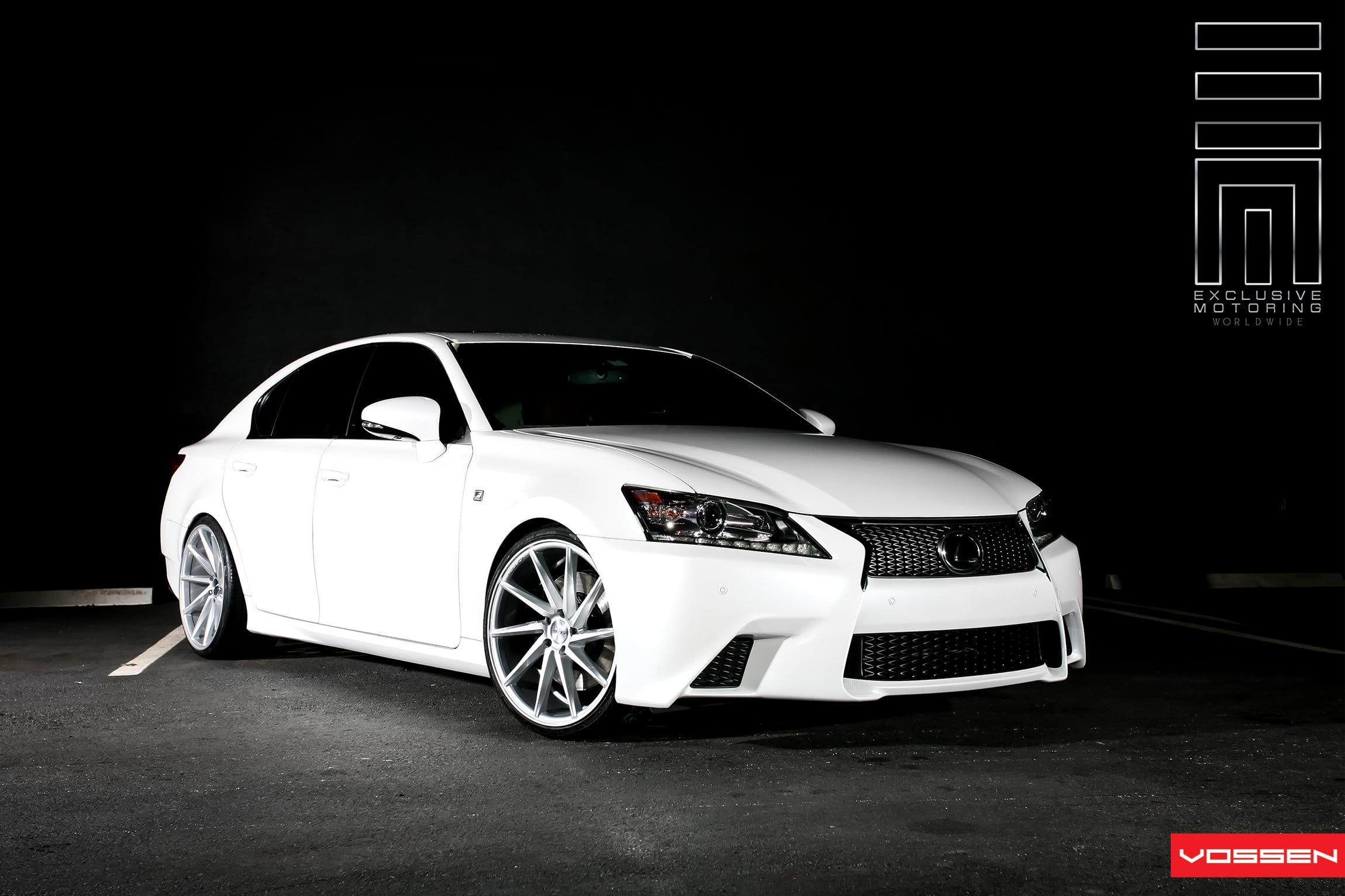 Aftermarket LED Headlights on White Lexus GS - Photo by Vossen