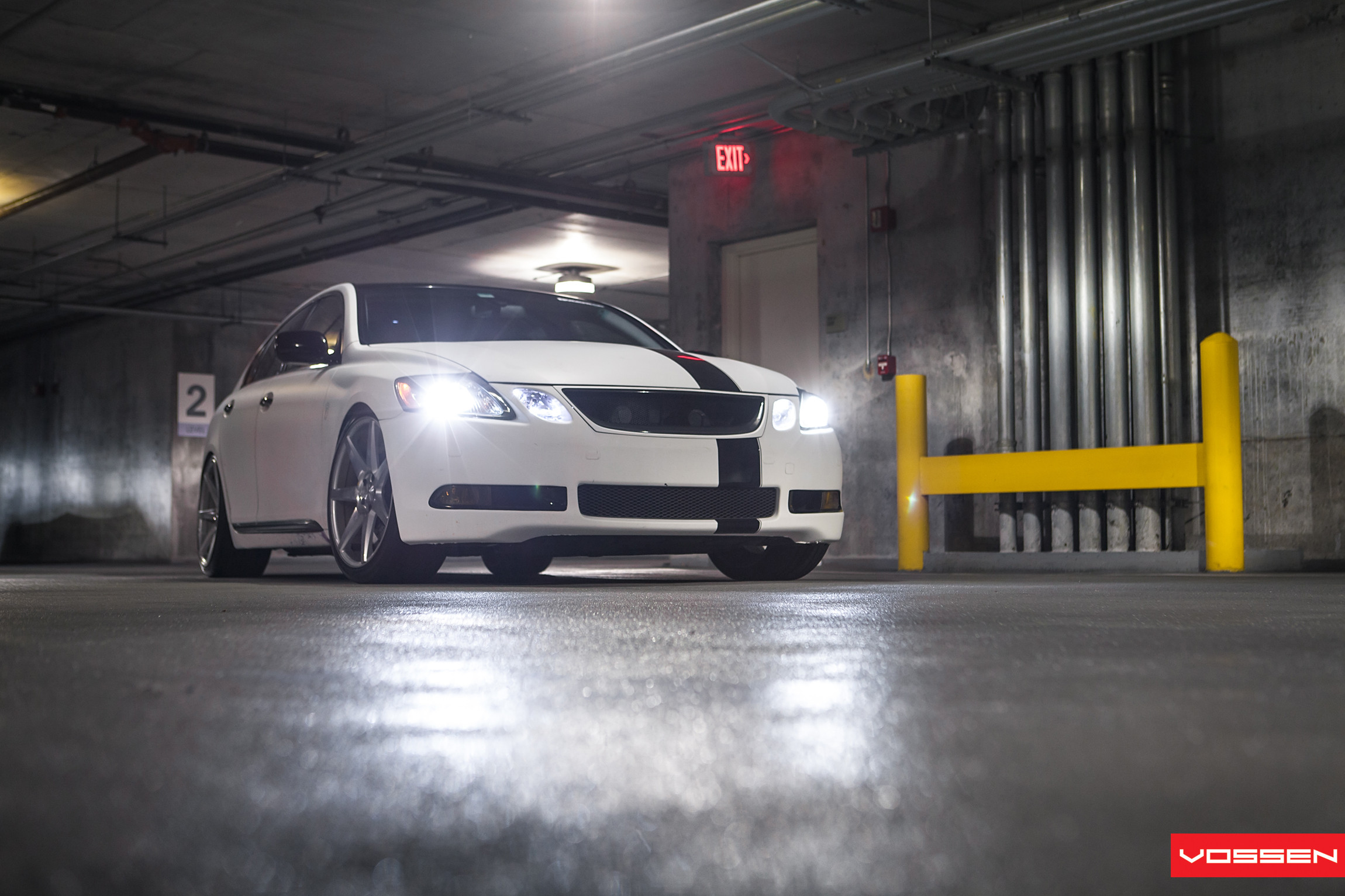 Custom White Lexus GS with Black Stripe - Photo by Vossen