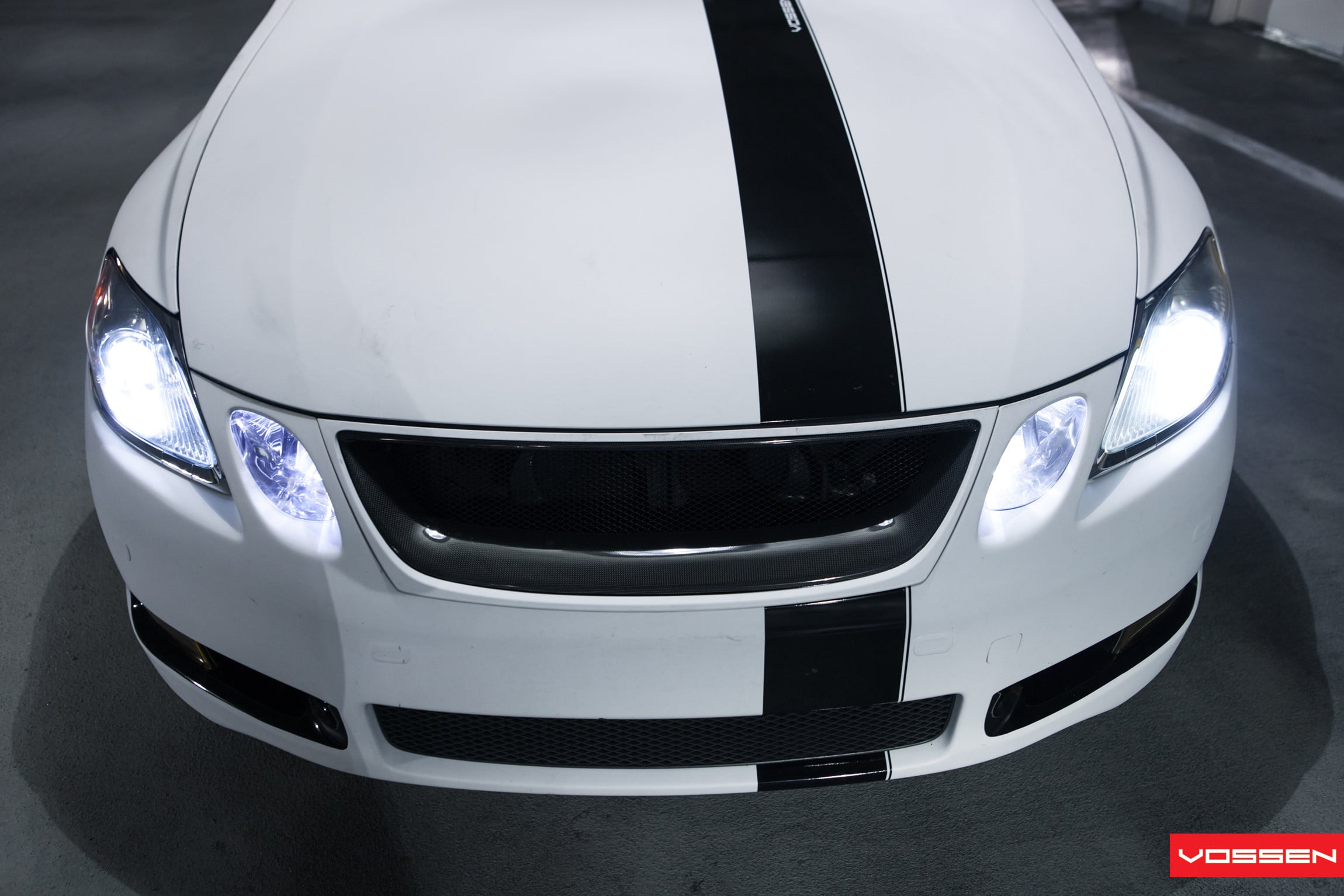 White Lexus GS with Blacked Out Mesh Grille - Photo by Vossen
