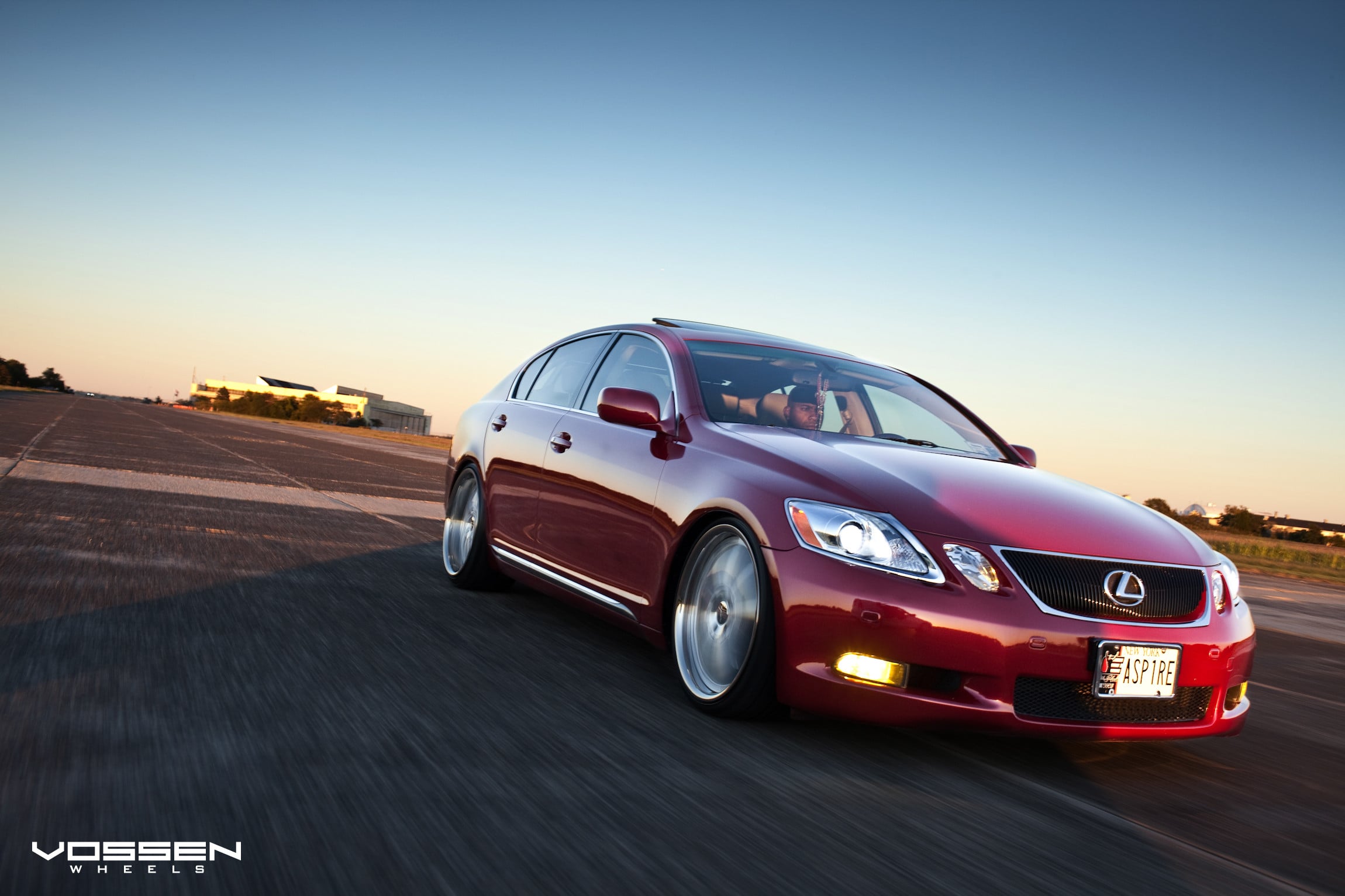 Lowered Red Lexus GS with Custom Grille - Photo by Vossen
