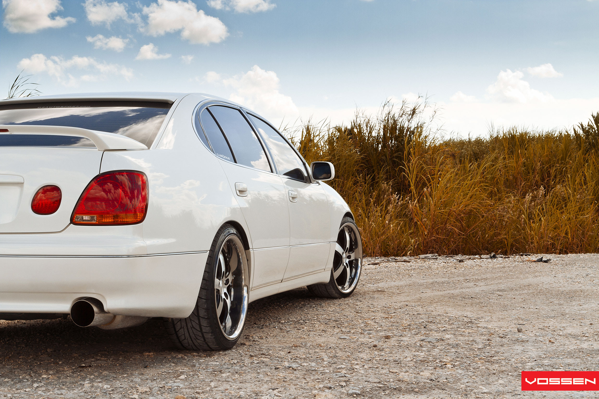 White Lexus GS Custom Exhaust System - Photo by Vossen