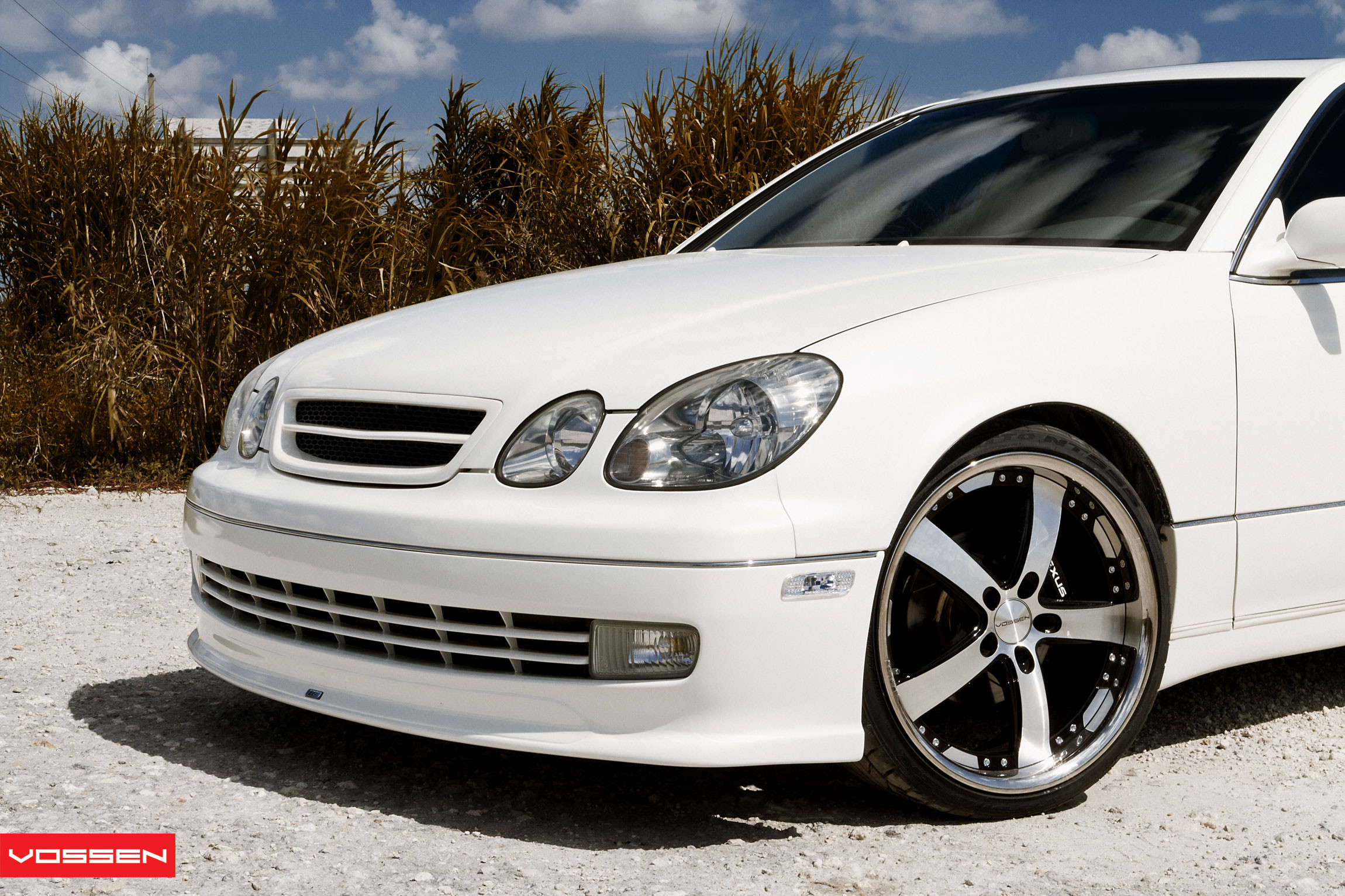 Custom Painted Grille on White Lexus GS - Photo by Vossen