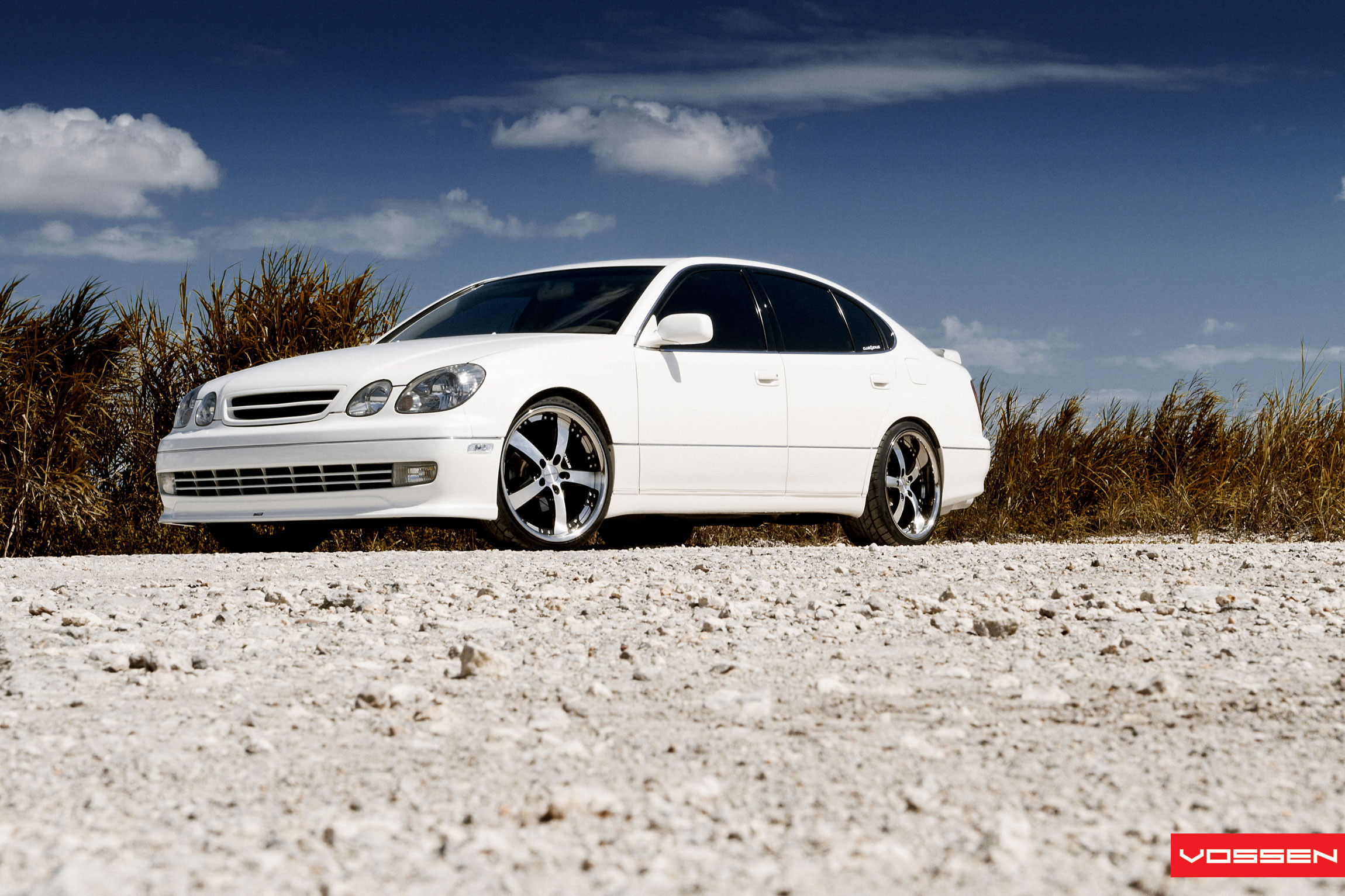 White Lexus GS with Chrome CV Vossen Wheels - Photo by Vossen