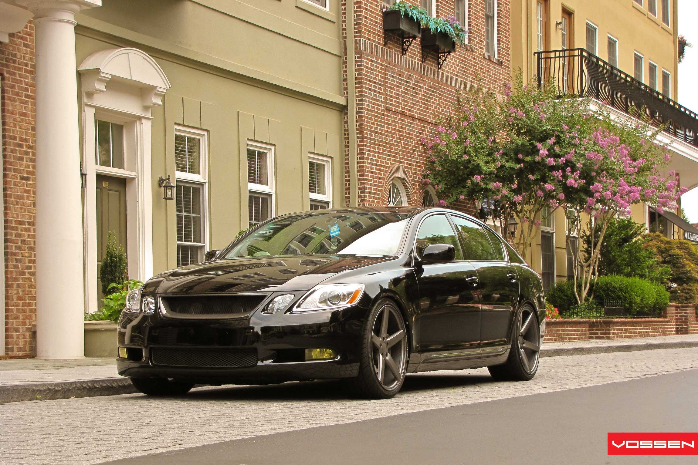 Black Lexus GS with Yellow Fog Lights - Photo by Vossen