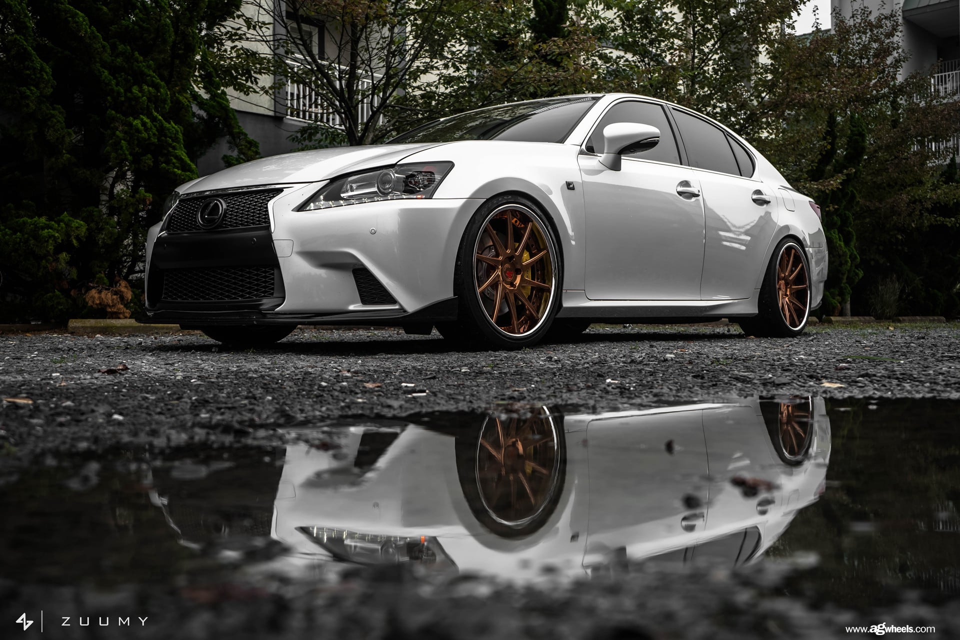 White Lexus GS with Custom Front Bumper - Photo by Avant Garde Wheels