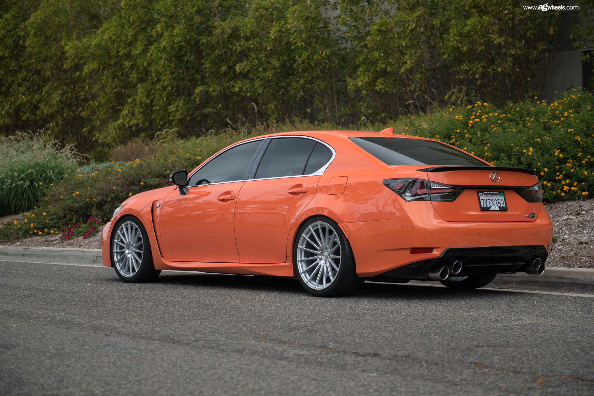 Red Smoke Taillights on Orange Lexus GS - Photo by Avant Garde Wheels