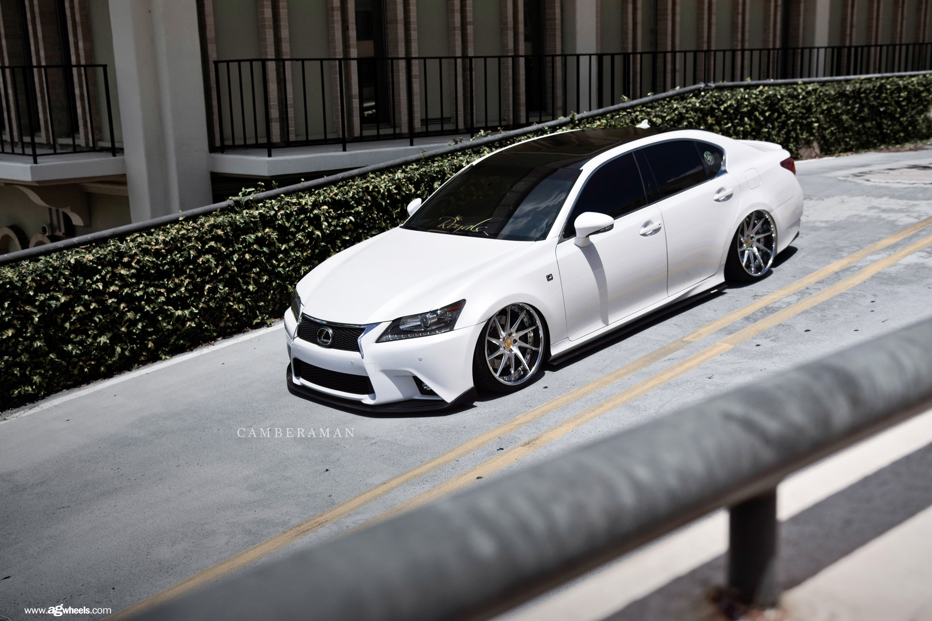 White Lexus GS with Dark Smoke Headlights - Photo by Avant Garde Wheels