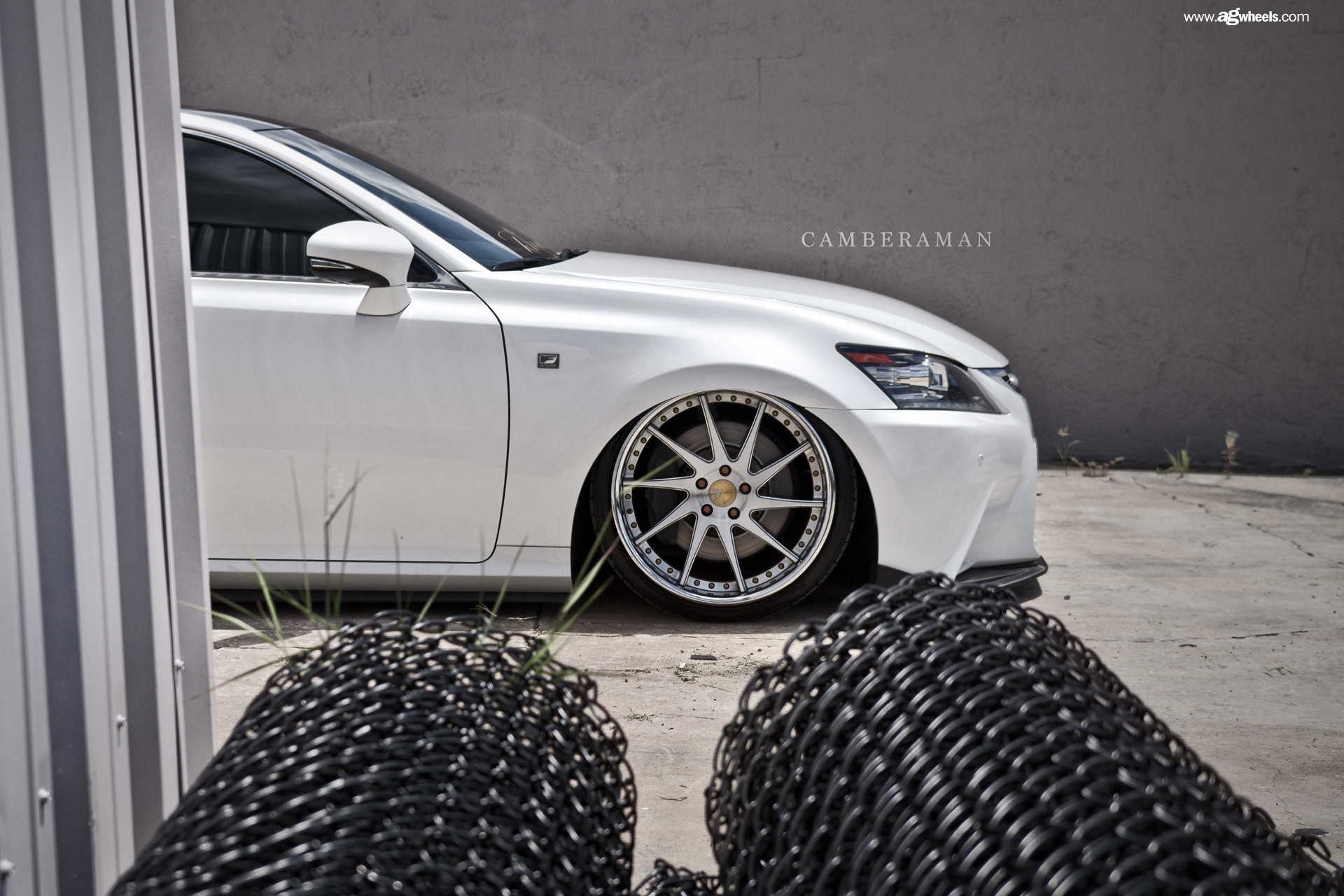 Chrome Avant Garde Wheels on White Lexus GS - Photo by Avant Garde Wheels