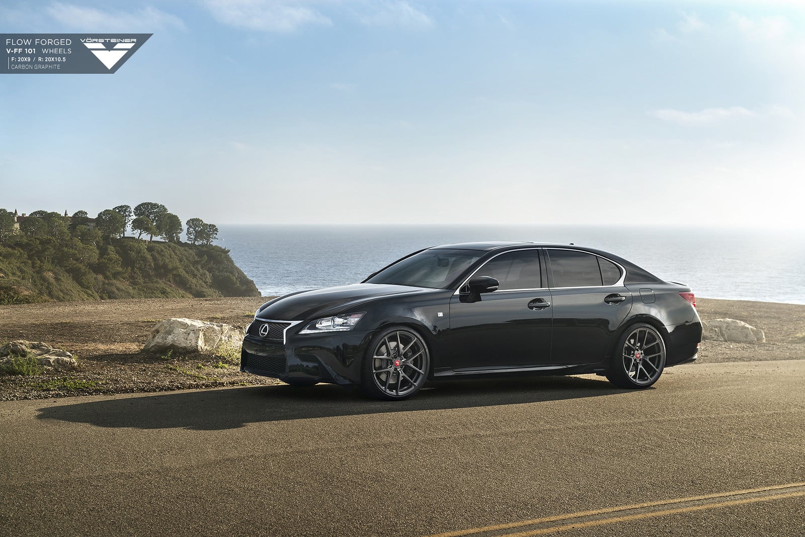 Black Incurve Wheels on Silver Lexus GS - Photo by VIP Modular Wheels