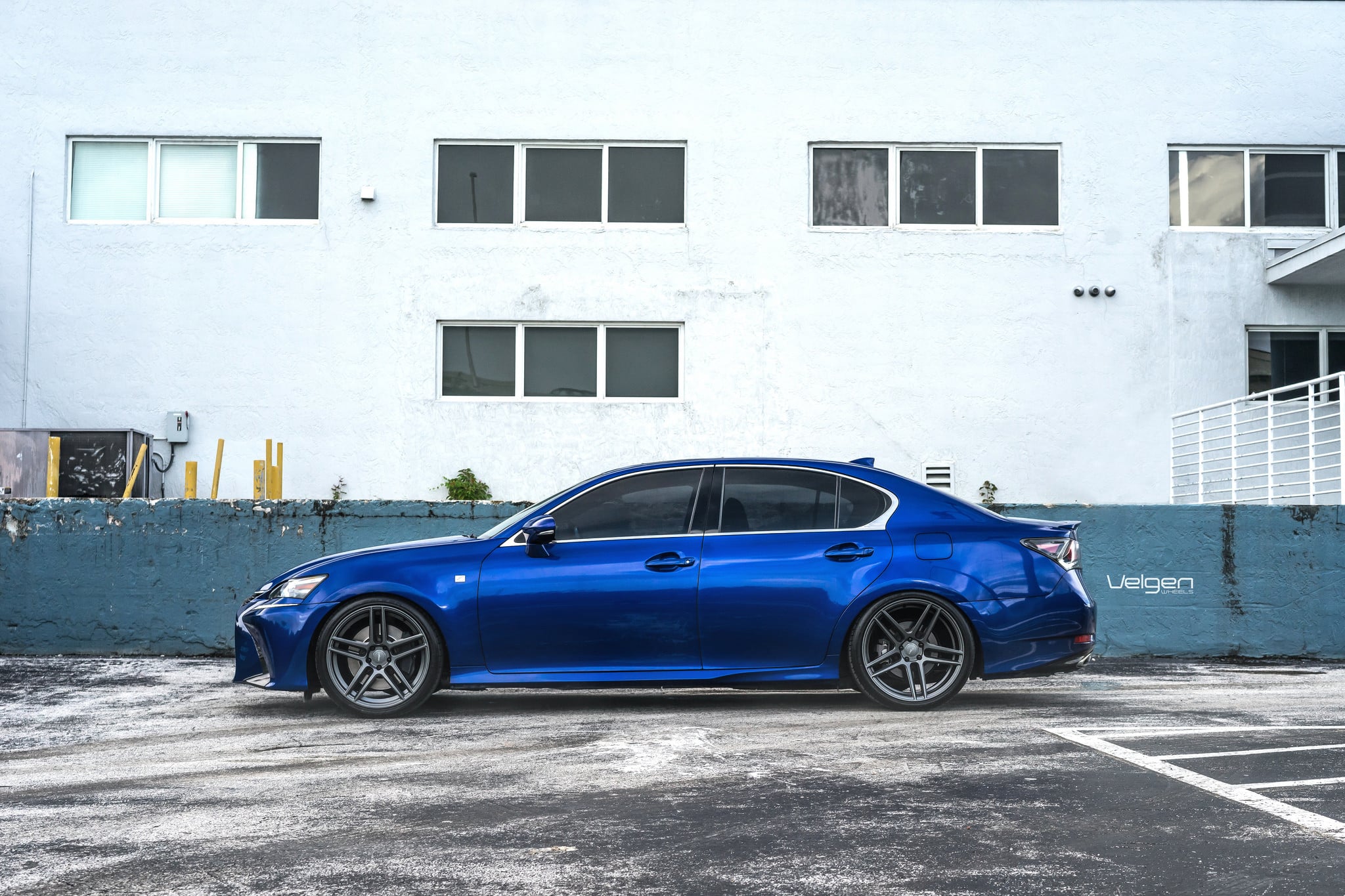 Custom Blue Lexus GS Side Skirts - Photo by Velgen