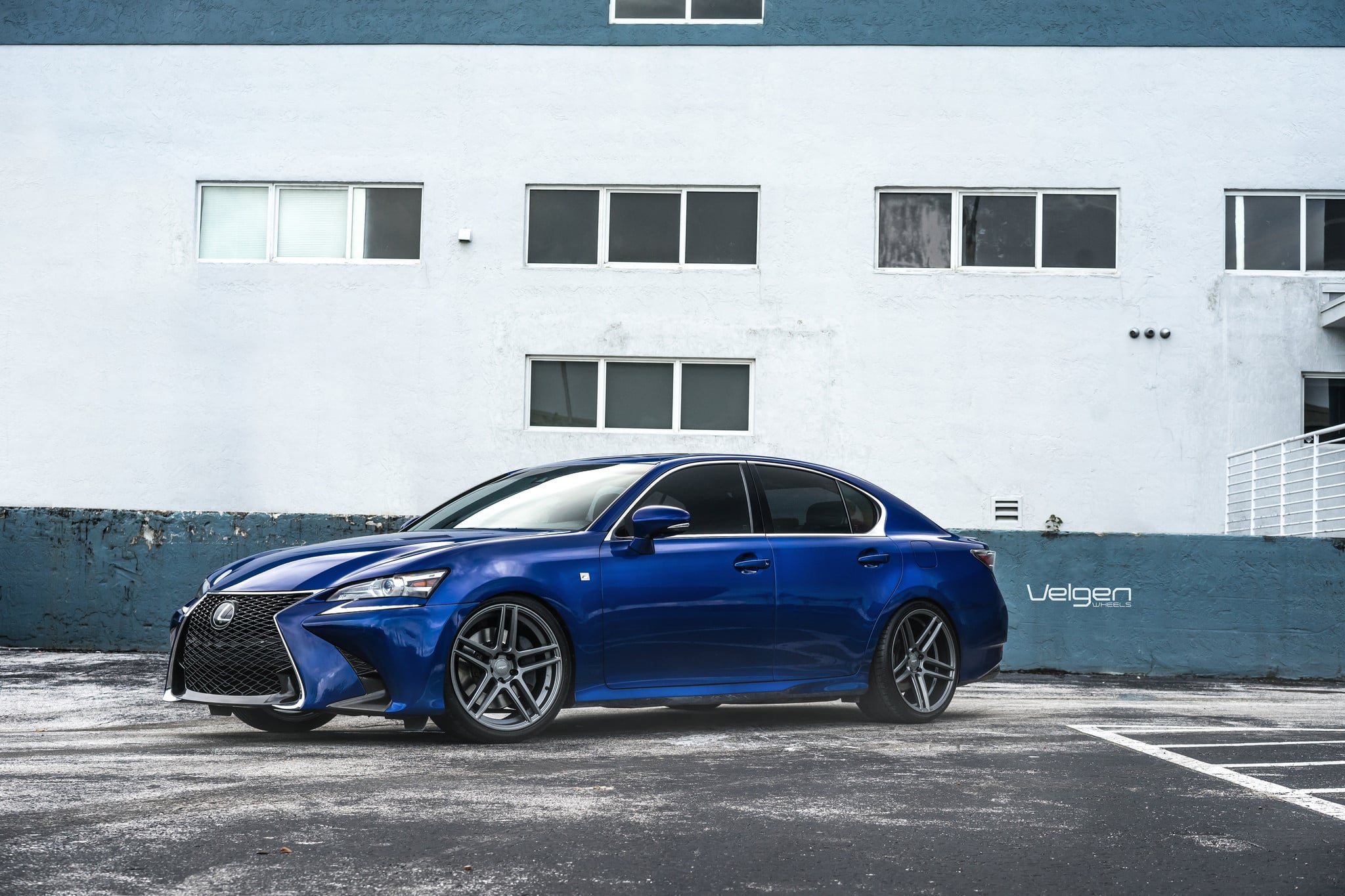 Blue Lexus GS 350 with Aftermarket Front Bumper - Photo by Velgen