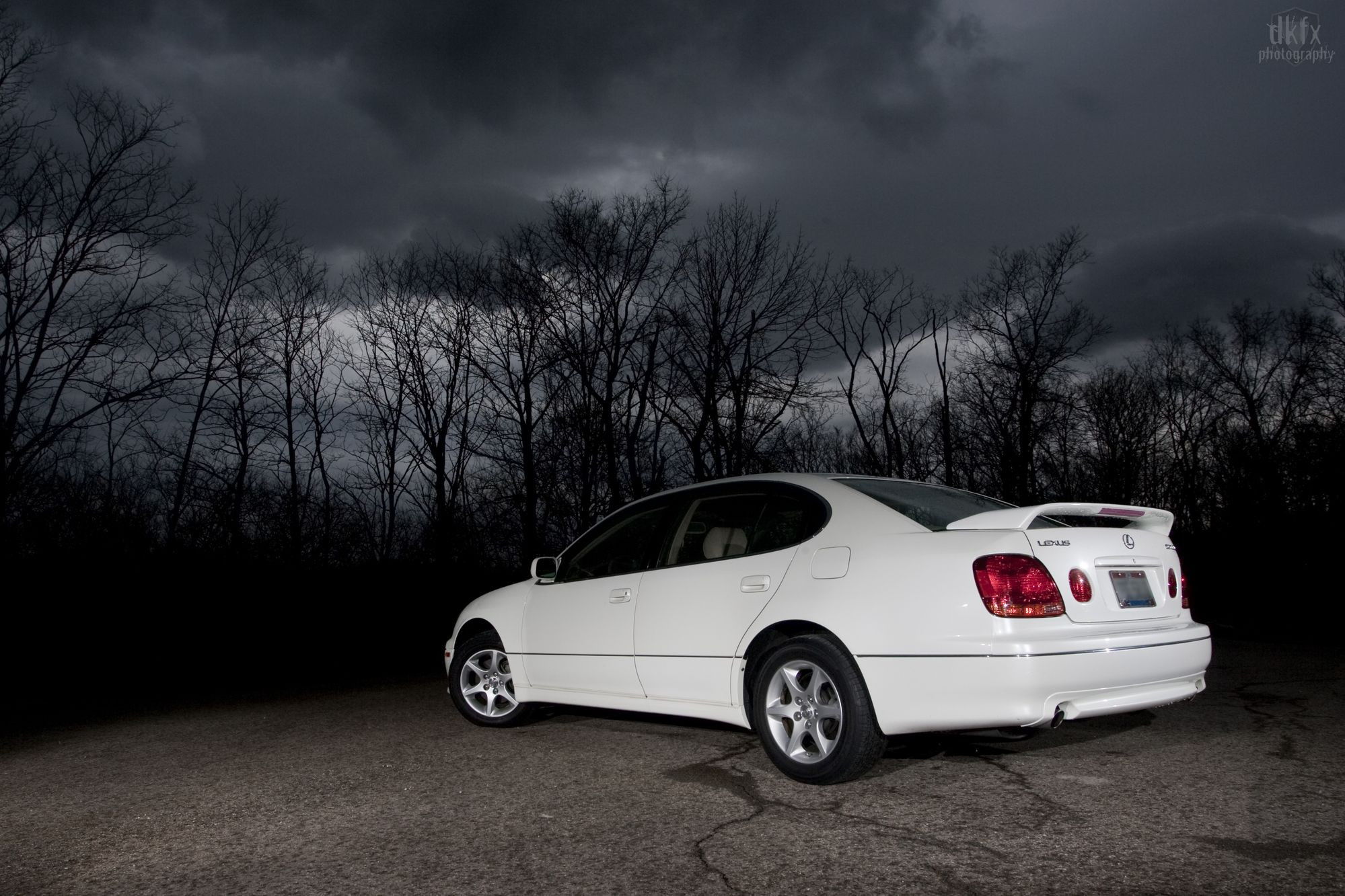 White Lexus GS with Aftermarket Rear Spoiler - Photo by dan kinzie