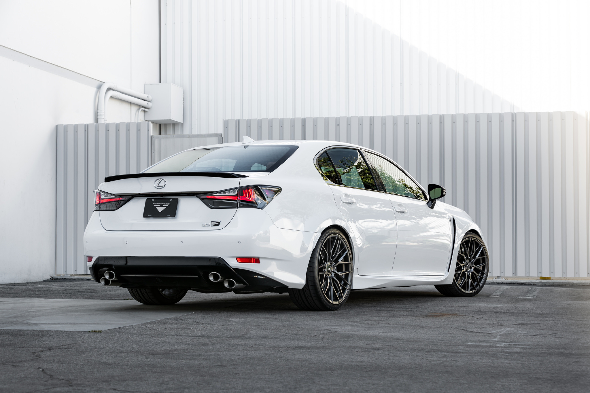 Black Rear Lip Spoiler on White Lexus GS F - Photo by Vorsteiner