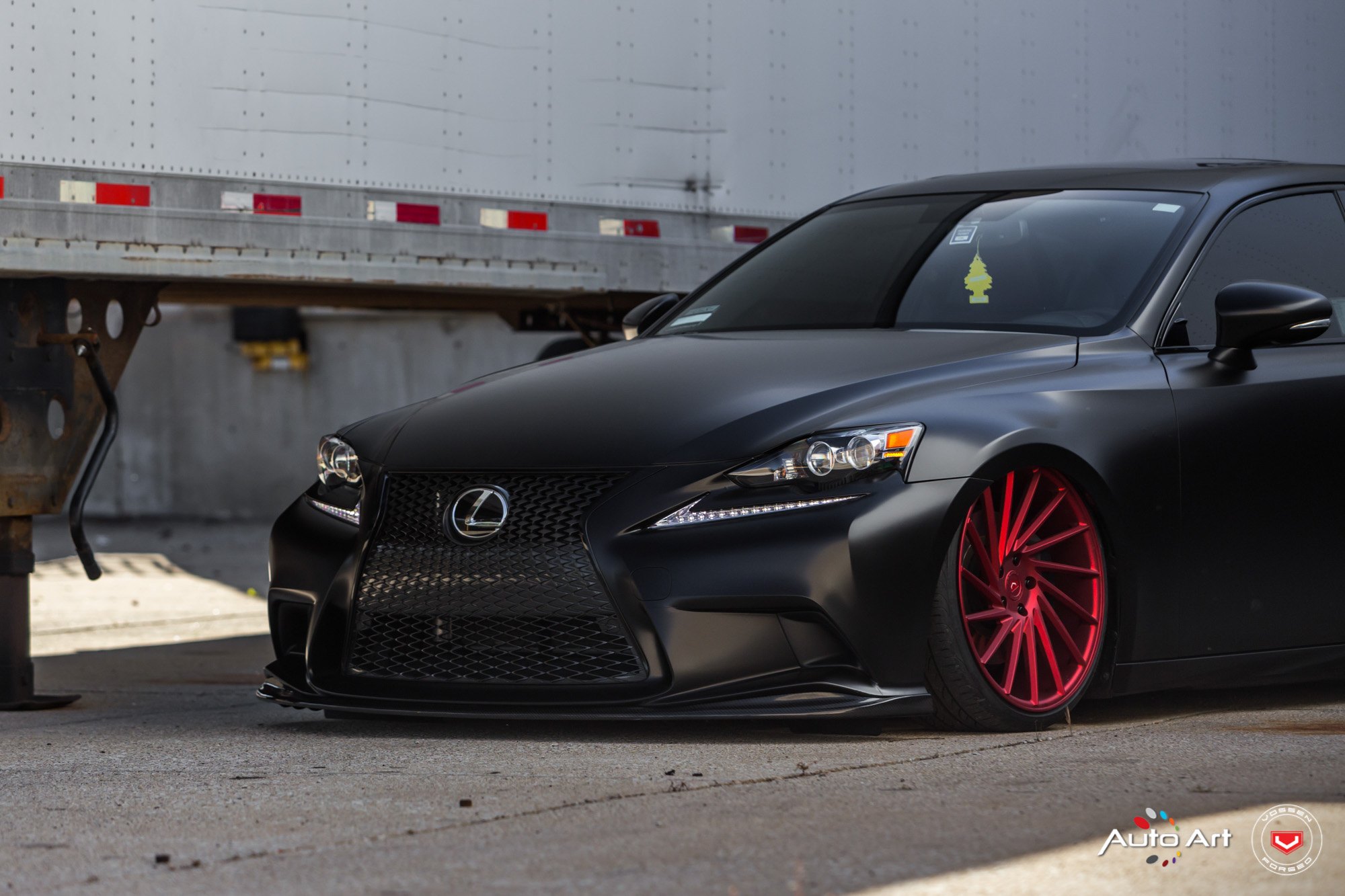 Black Slammed Lexus IS-F with Air Suspension and Red Vossen Wheels - Photo ...
