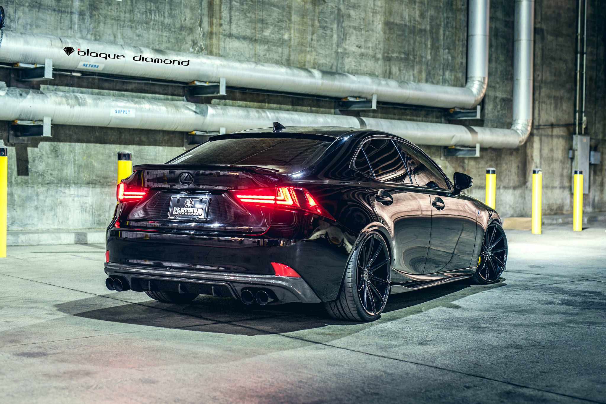 Rear diffuser with dual exhaust tips on Lowered Lexus IS  - Photo by Black Diamond
