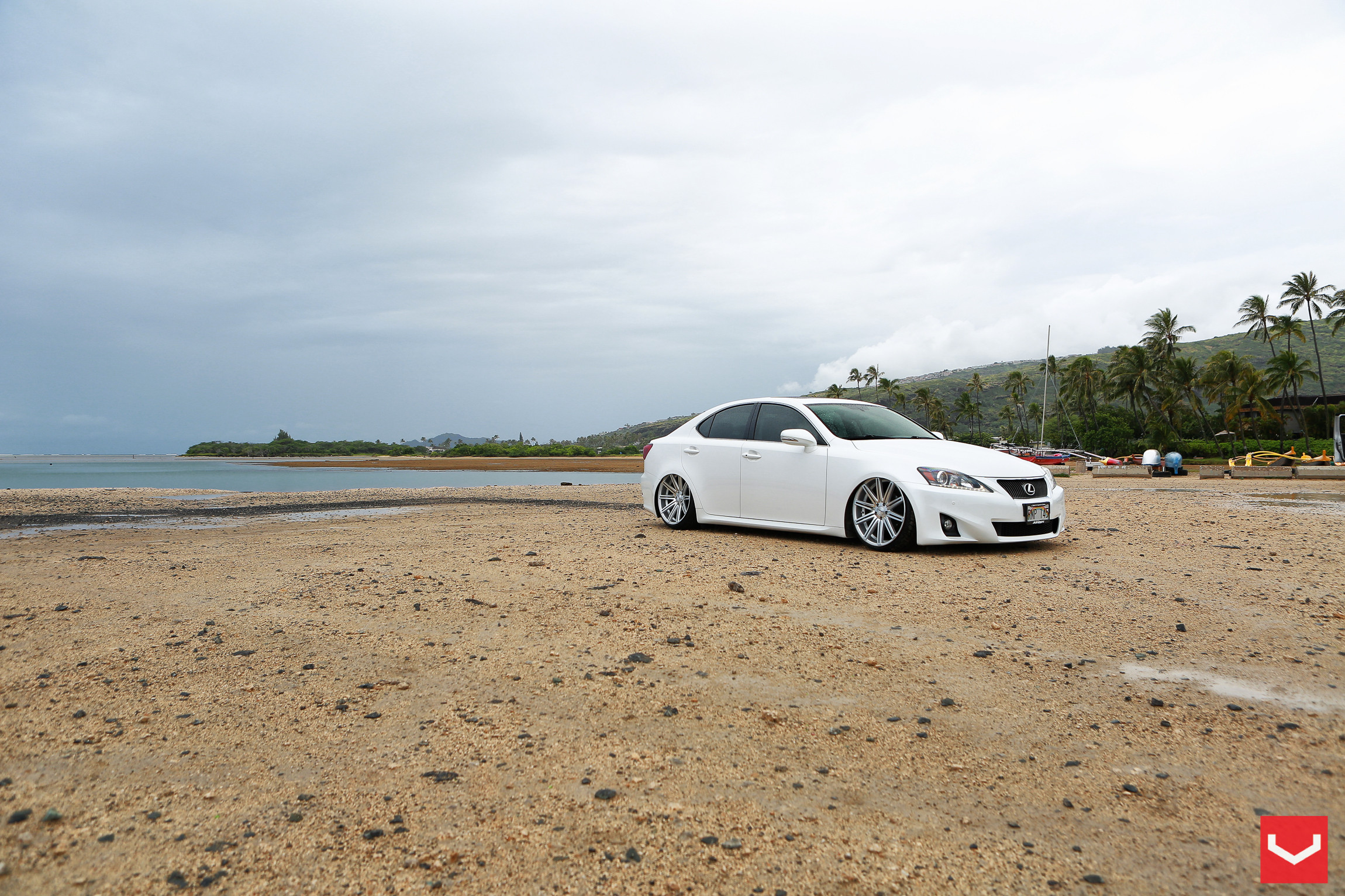 White Lexus IS with Chrome CV Vossen Wheels - Photo by Vossen