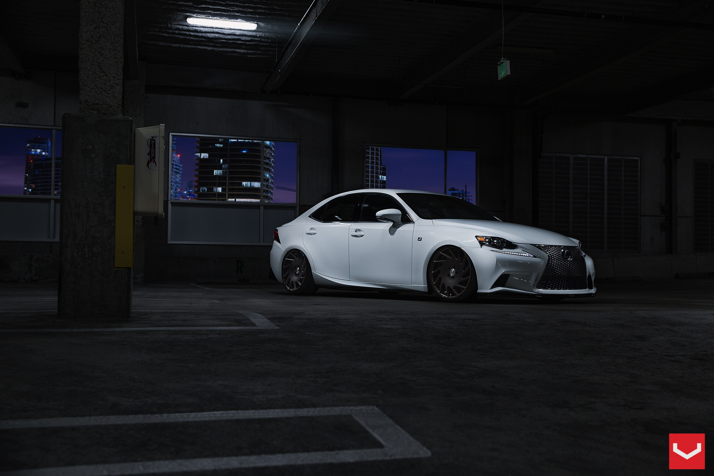 Custom Lowered White Lexus IS - Photo by Vossen