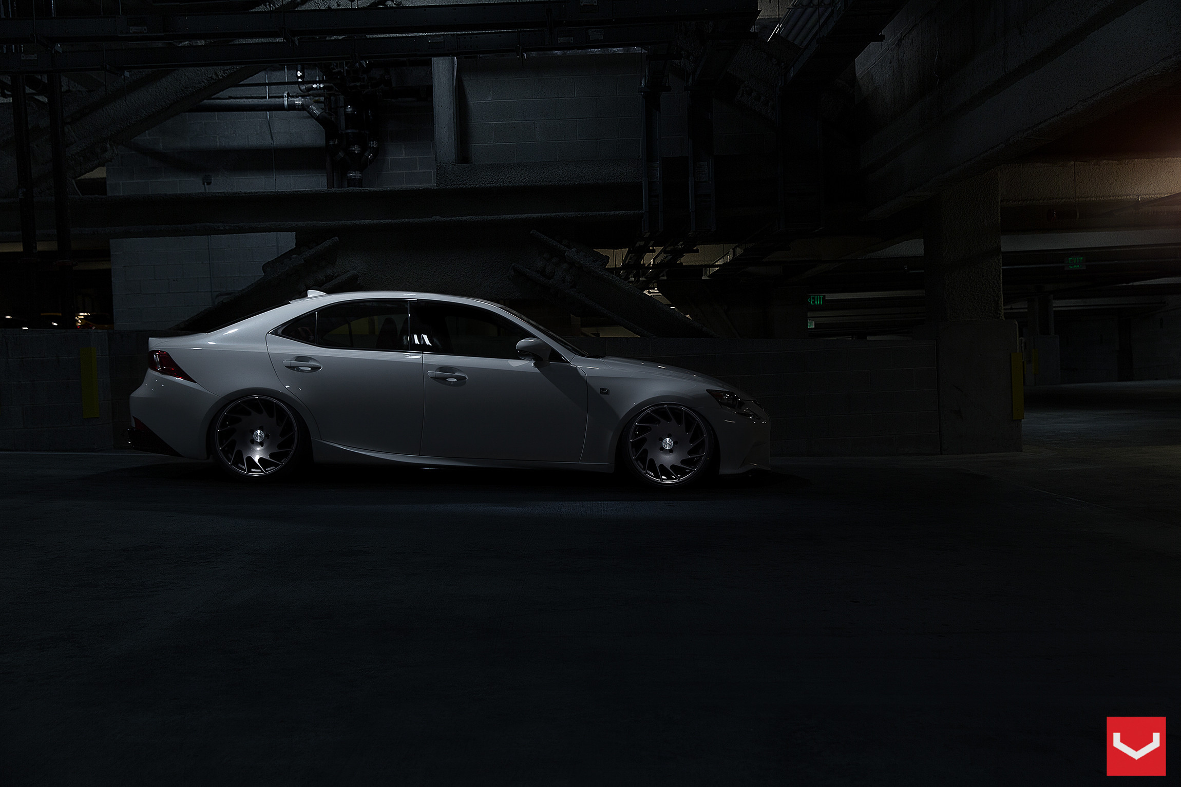 White Lexus IS on Dark Smoke Vossen Rims - Photo by Vossen