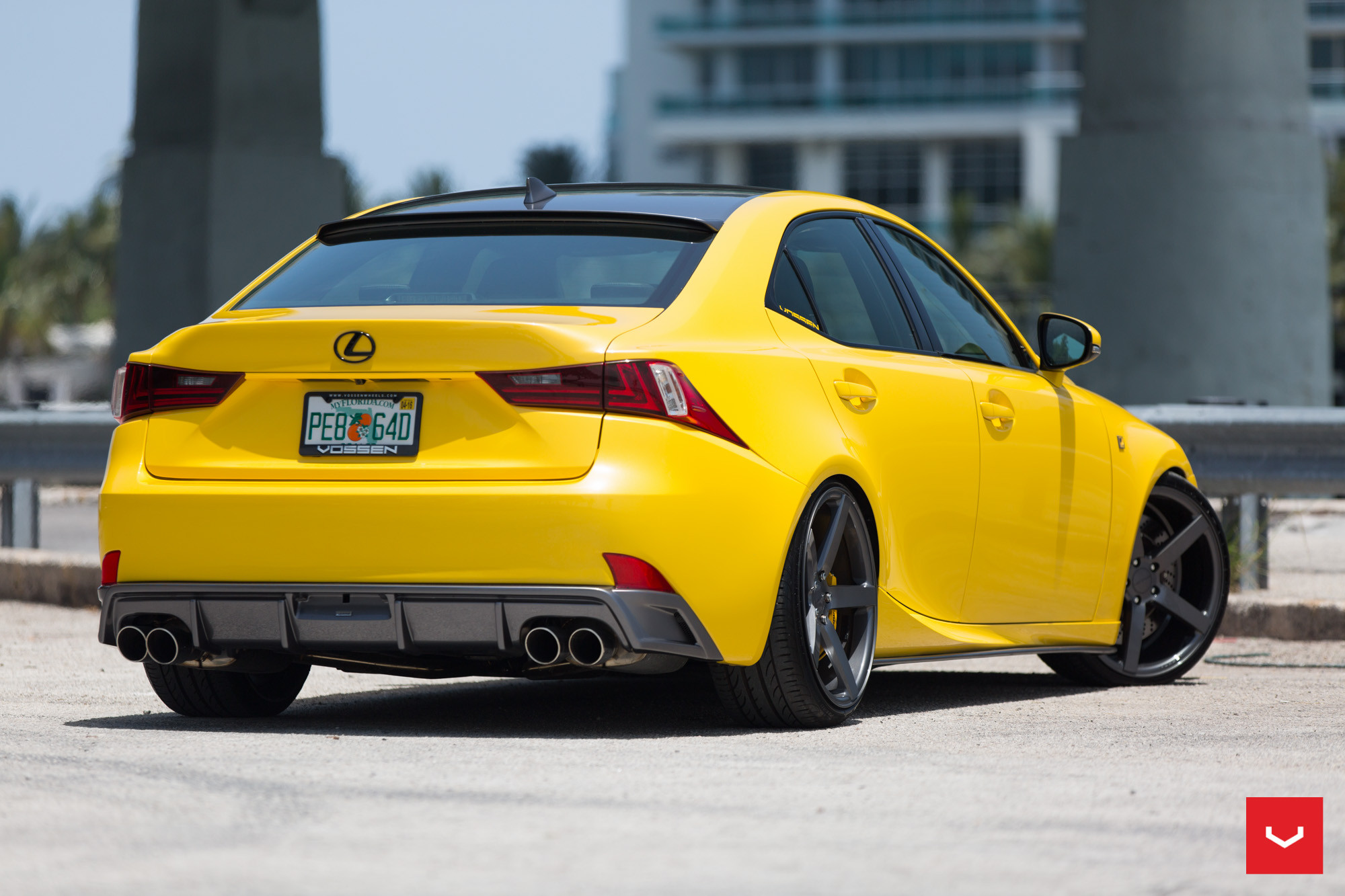 Yellow Lexus IS Red LED Taillights - Photo by Vossen