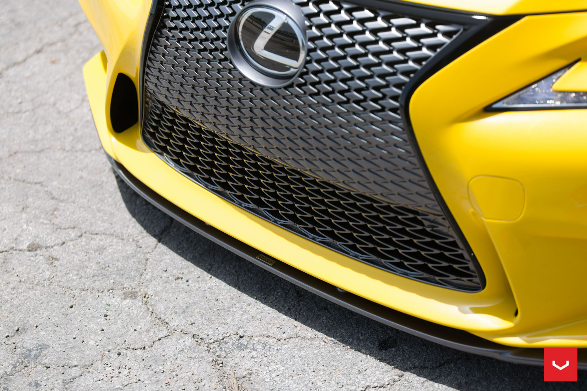 Blacked Out Custom Grille on Yellow Lexus IS - Photo by Vossen