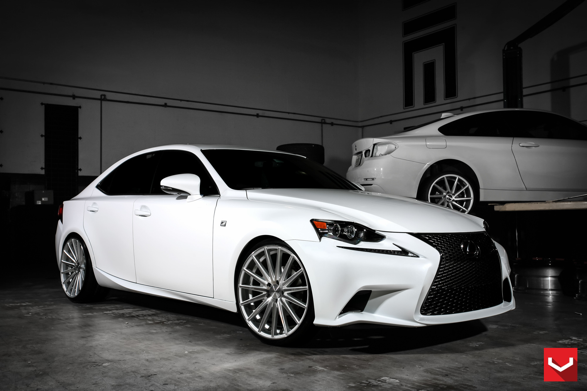 White Lexus IS with Custom Front Bumper - Photo by Vossen
