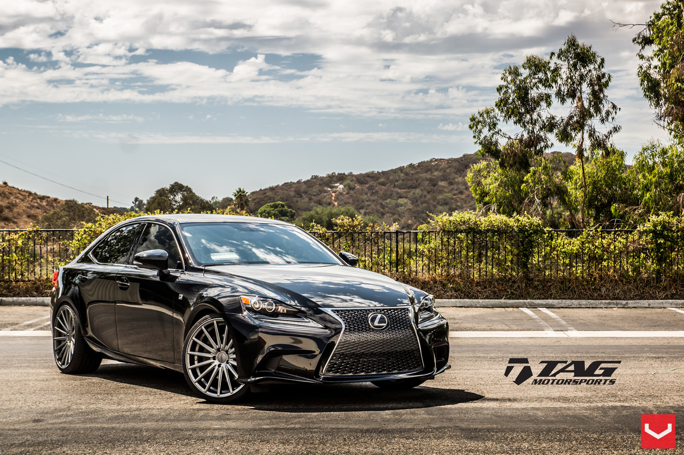 Aftermarket LED Headlights on Black Lexus IS - Photo by Vossen