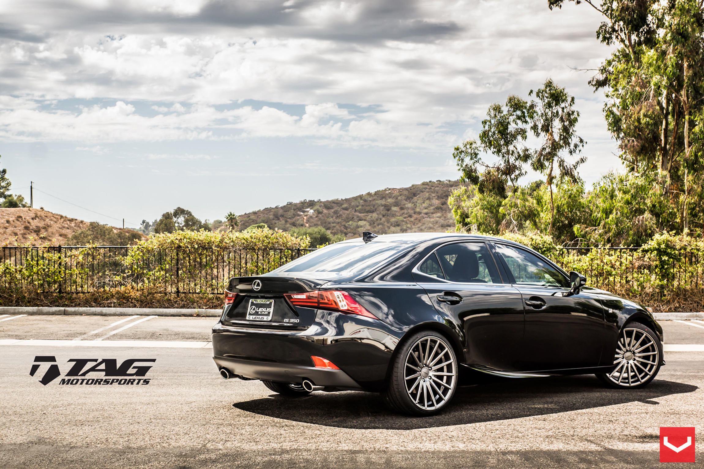 Red LED Taillights on Black Lexus IS - Photo by Vossen