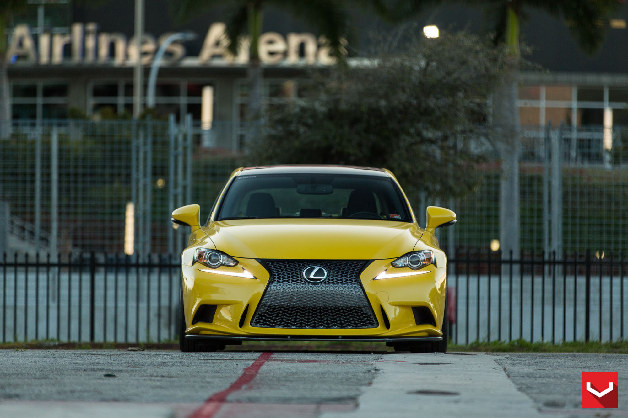 Custom Front Lip on Yellow Lexus IS - Photo by Vossen