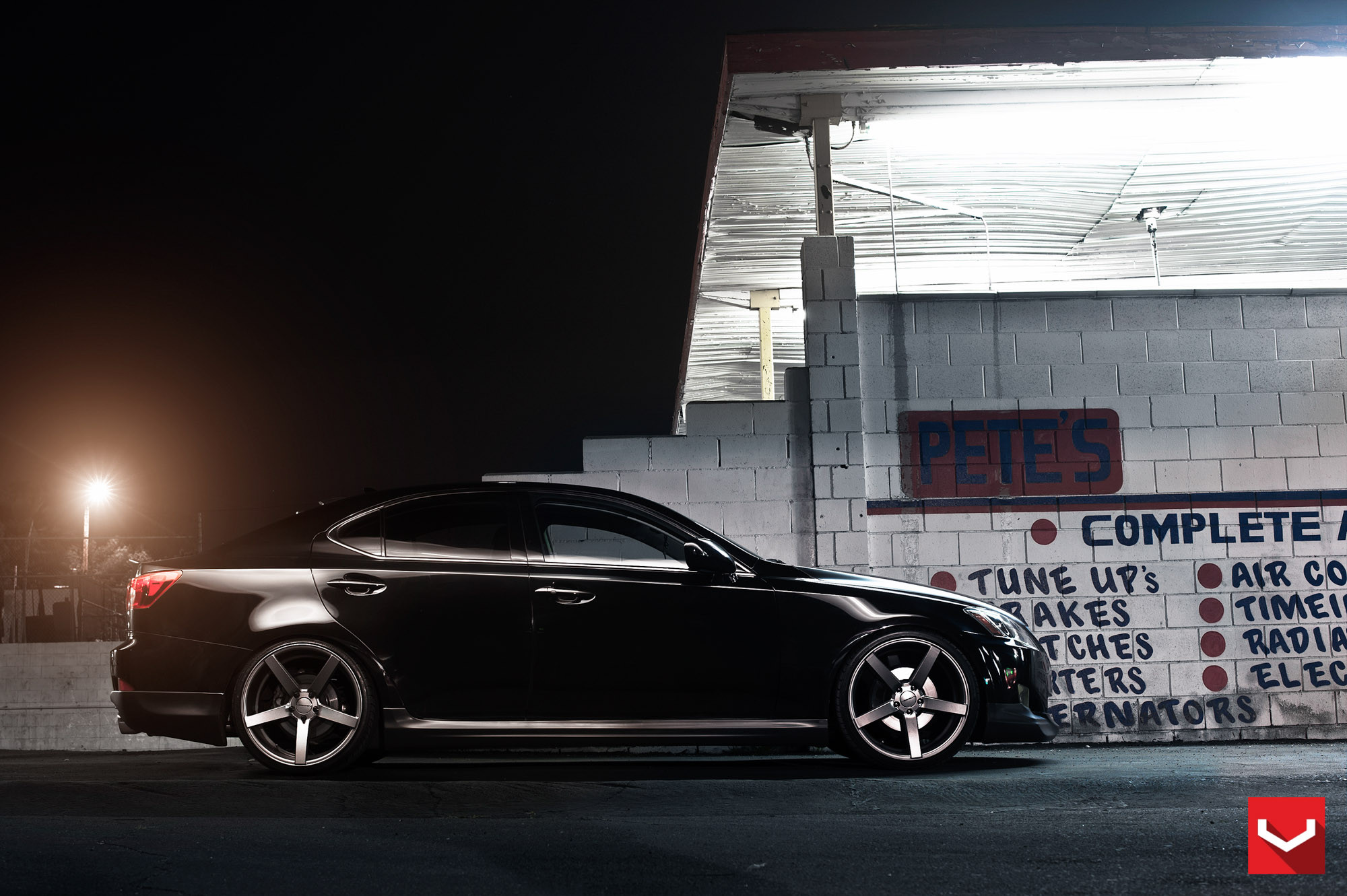 Aftermarket Side Skirts on Black Lexus IS - Photo by Vossen